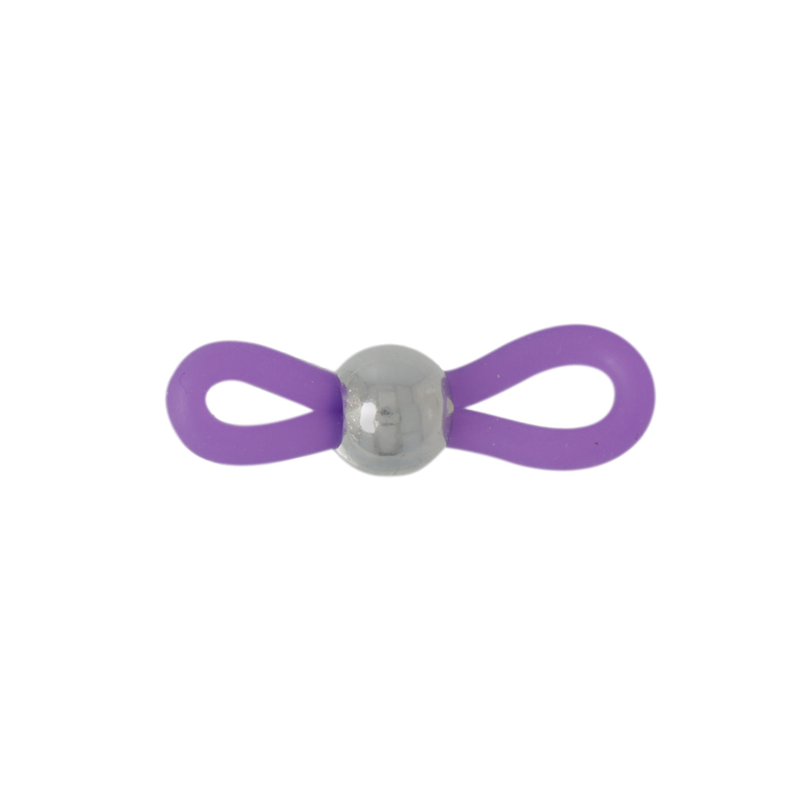 purple silicon eye glass end with silver plated bead 6mm | 8pc