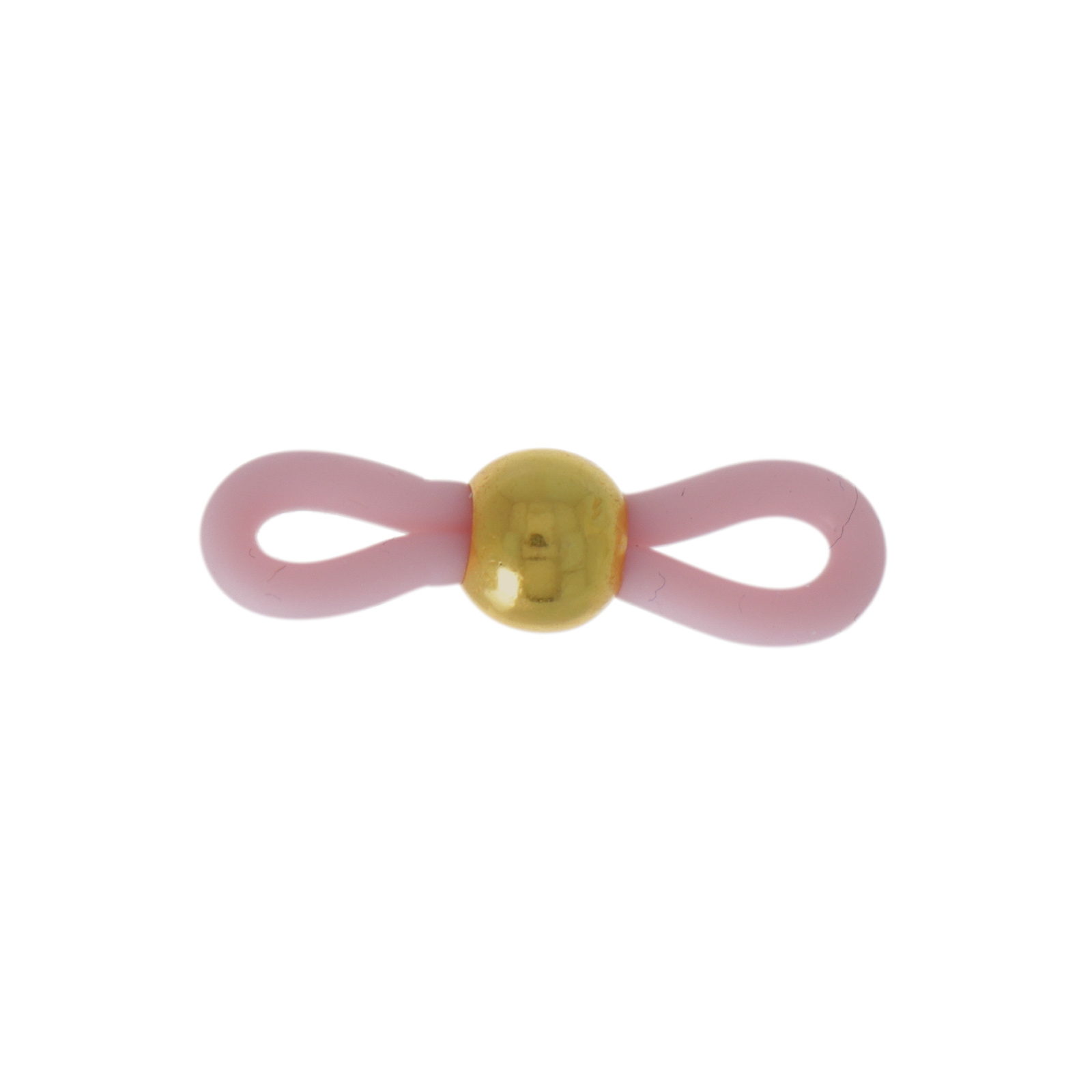pink silicon eye glass end with gold plated bead 6mm | 8pc