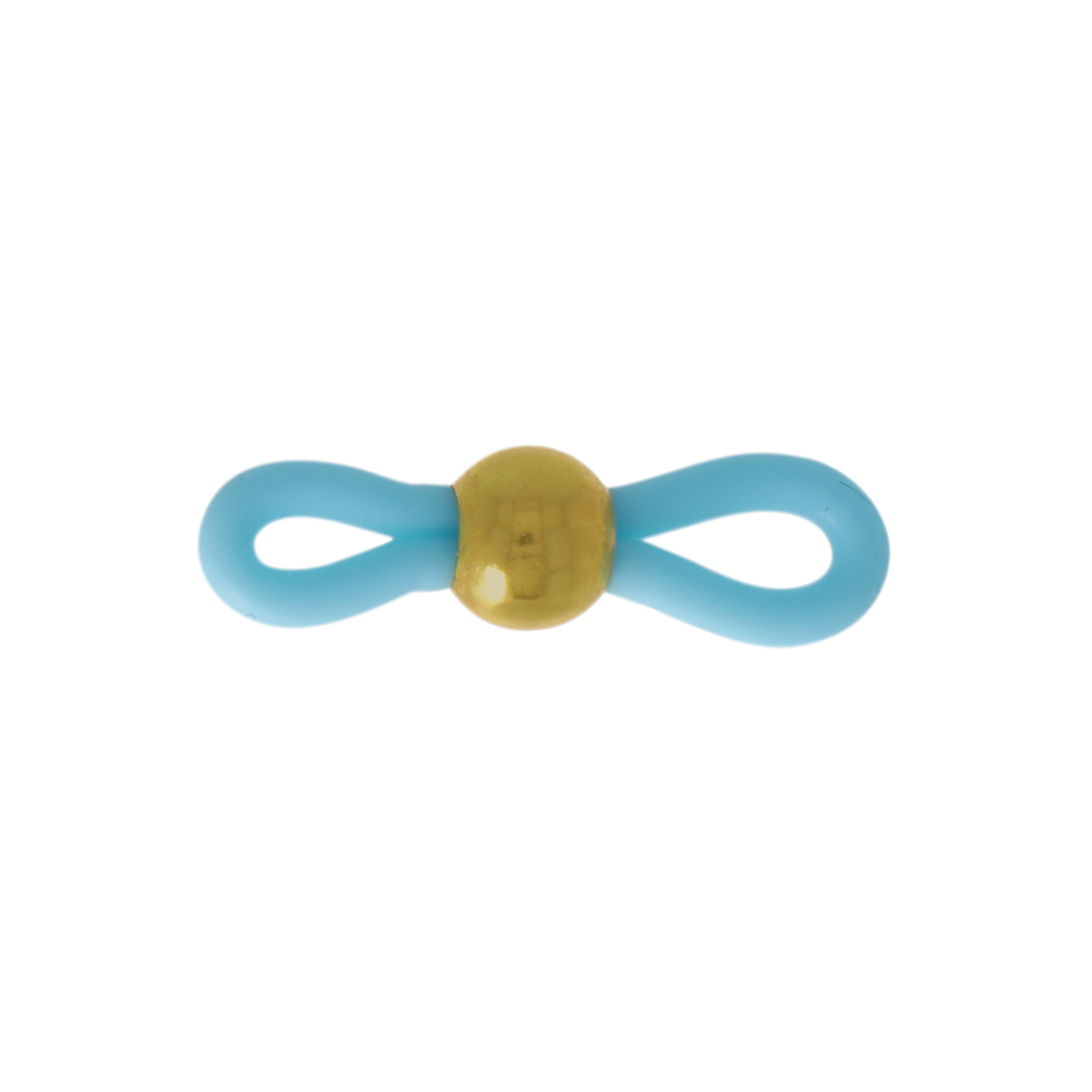 sky blue silicon eye glass end with gold plated bead 6mm | 8pc