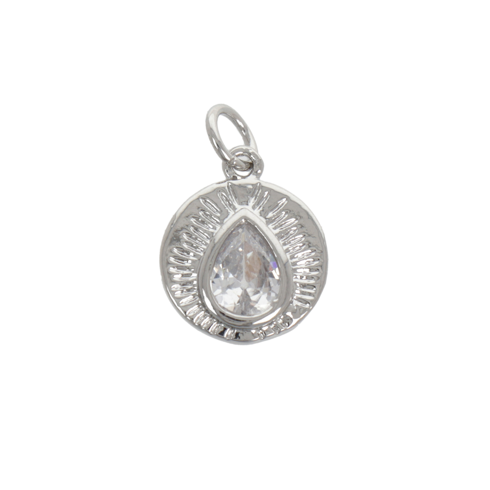 anhänger metal cz versilbert mit tropfen 12mm | 1st