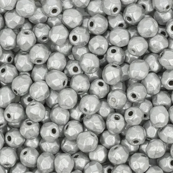 czech fire-polished round beads - crystal aluminum czech shield 4mm | 50pc