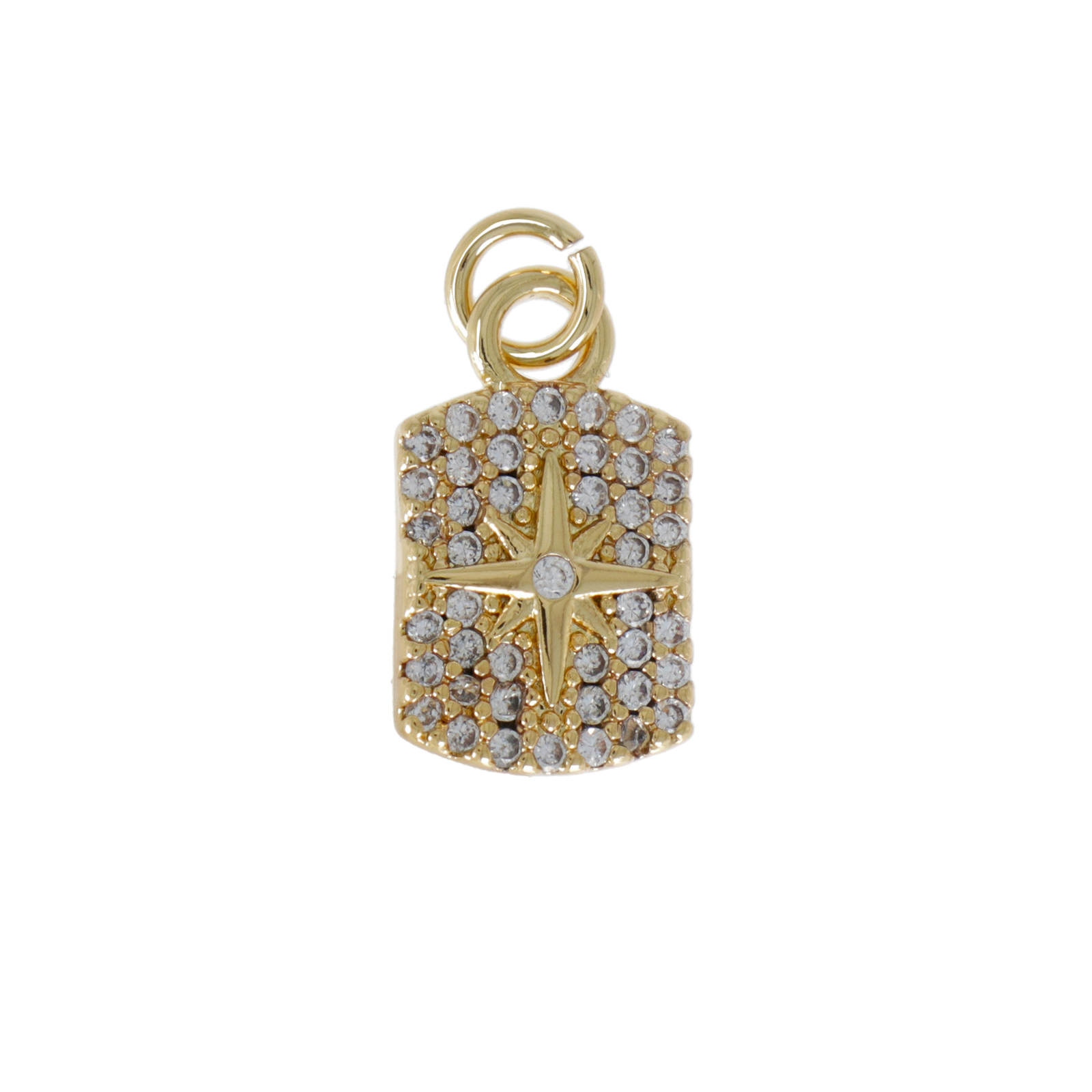 gold plated metal cz charm - northern star 15x8mm | 1pc