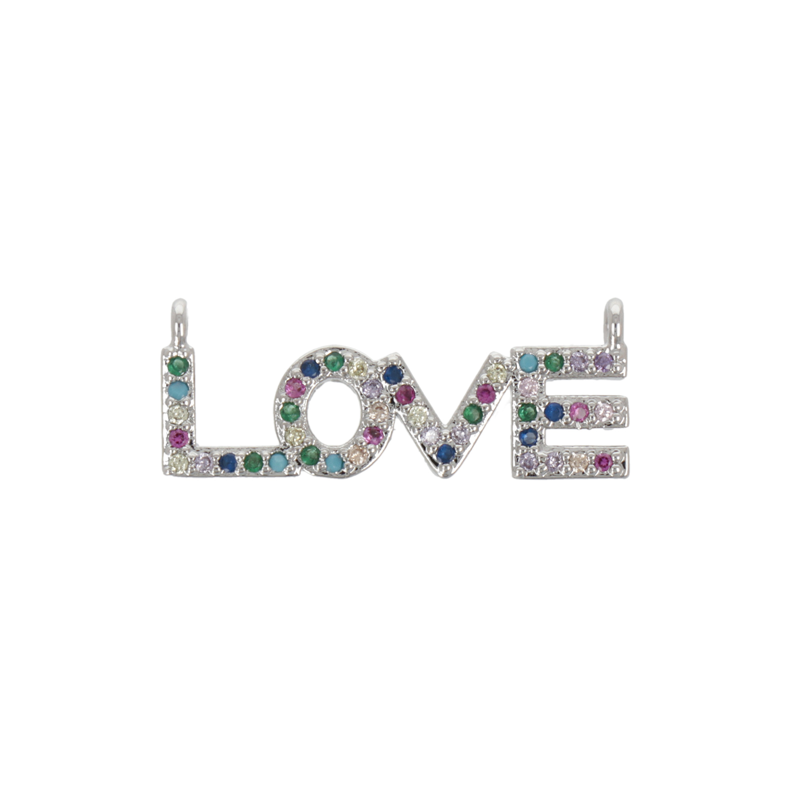 anhänger metal cz rhodium versilbert love 15x10mm | 1st
