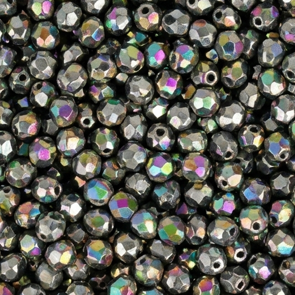 czech fire-polished round beads - full vitrail czech shield 4mm | 50pc