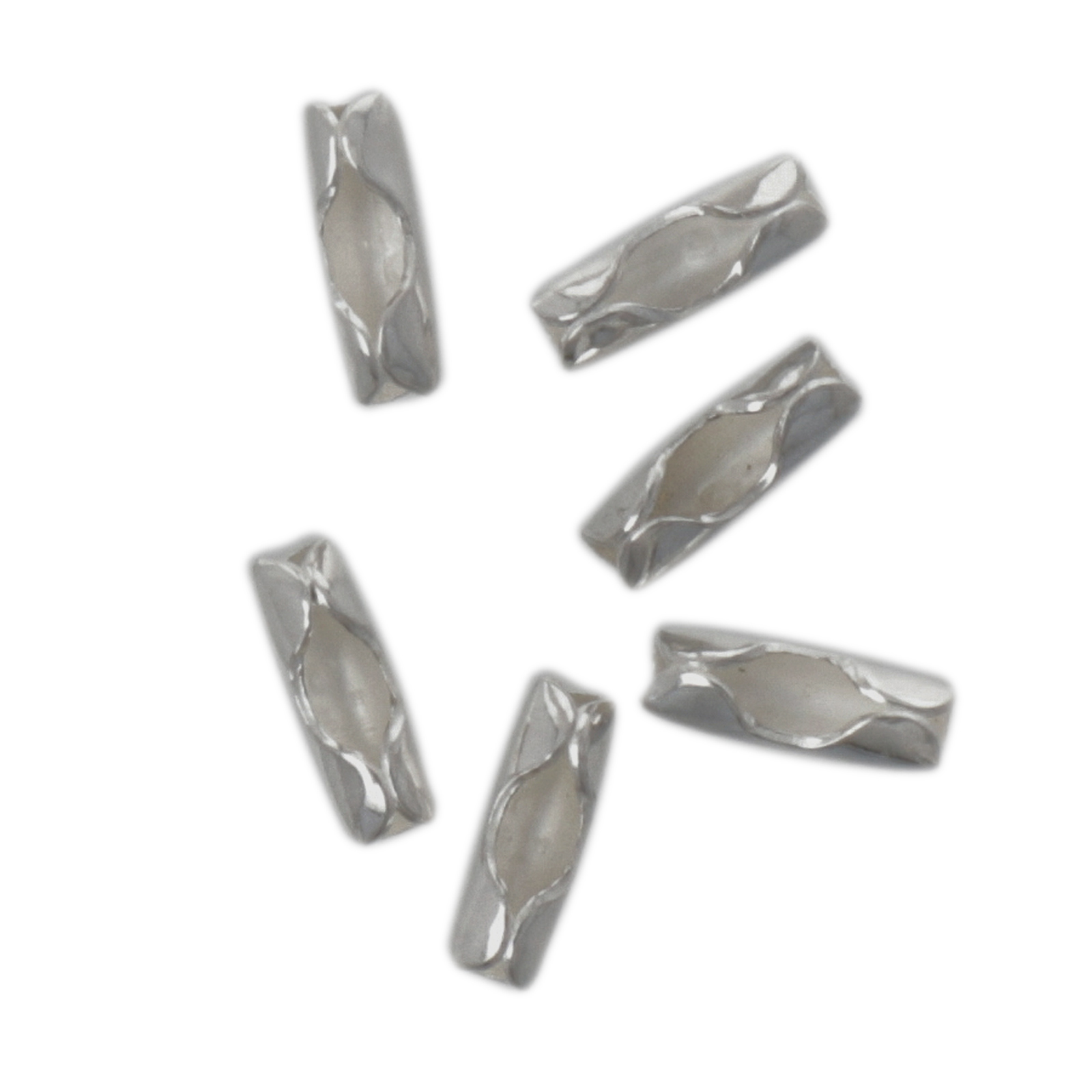 rhodium silver plated ball chain connector 8x3mm (width 2,5mm) | 20pc