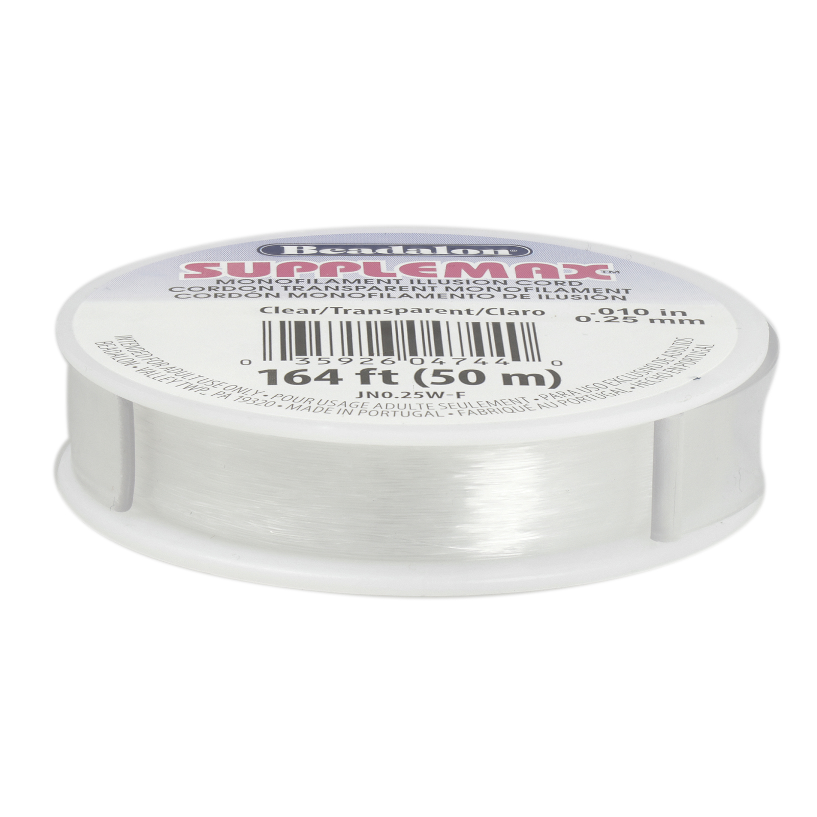 white supplemax beading thread - size 0,25mm - 50mt spool | 1pc