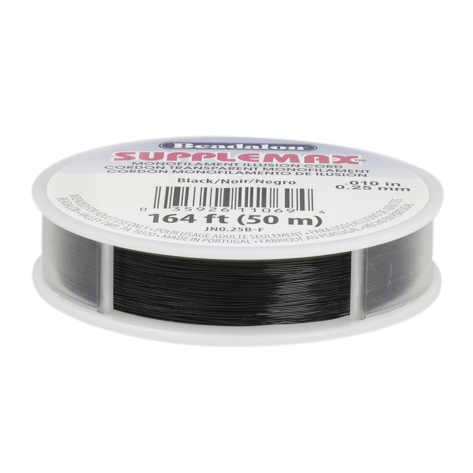 black supplemax beading thread - size 0,25mm - 50mt spool | 1pc