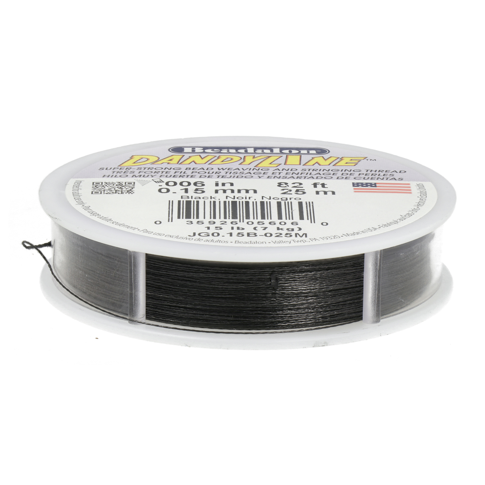 black dandyline beading thread - size 0,15mm - 25mt spool | 1pc