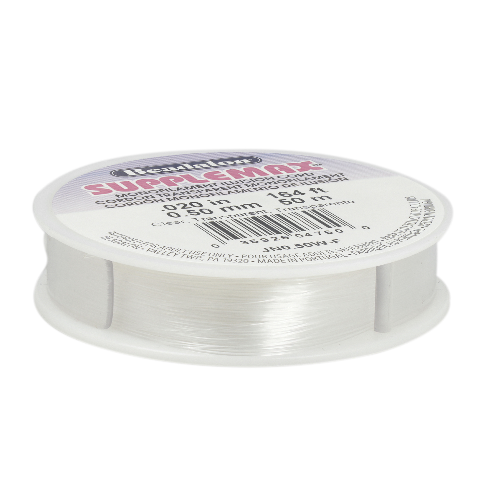 white supplemax beading thread - size 0,50mm - 50mt spool | 1pc