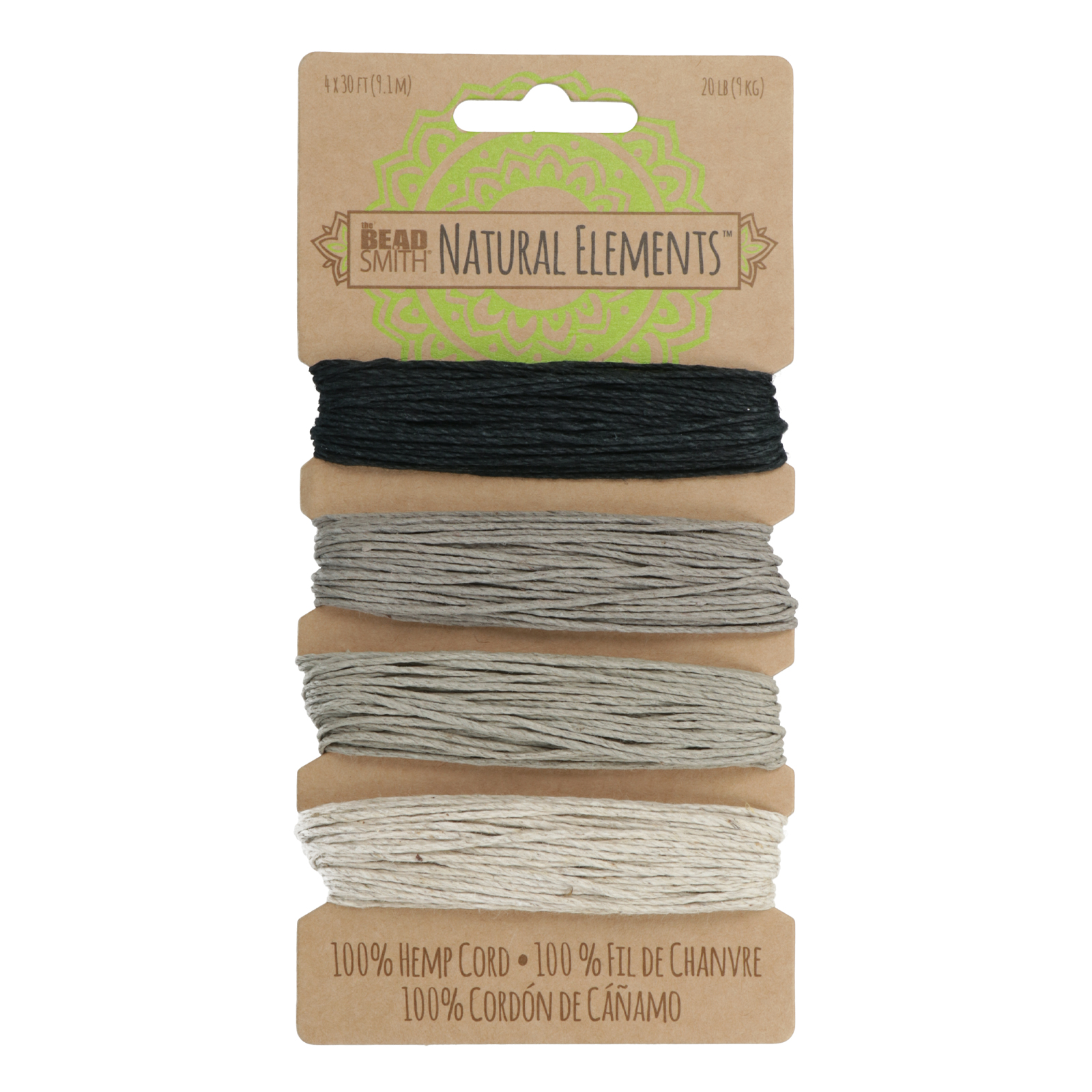 hemp cord (hanffaden) onyx shades - dicke 1mm - 36mt | 1st