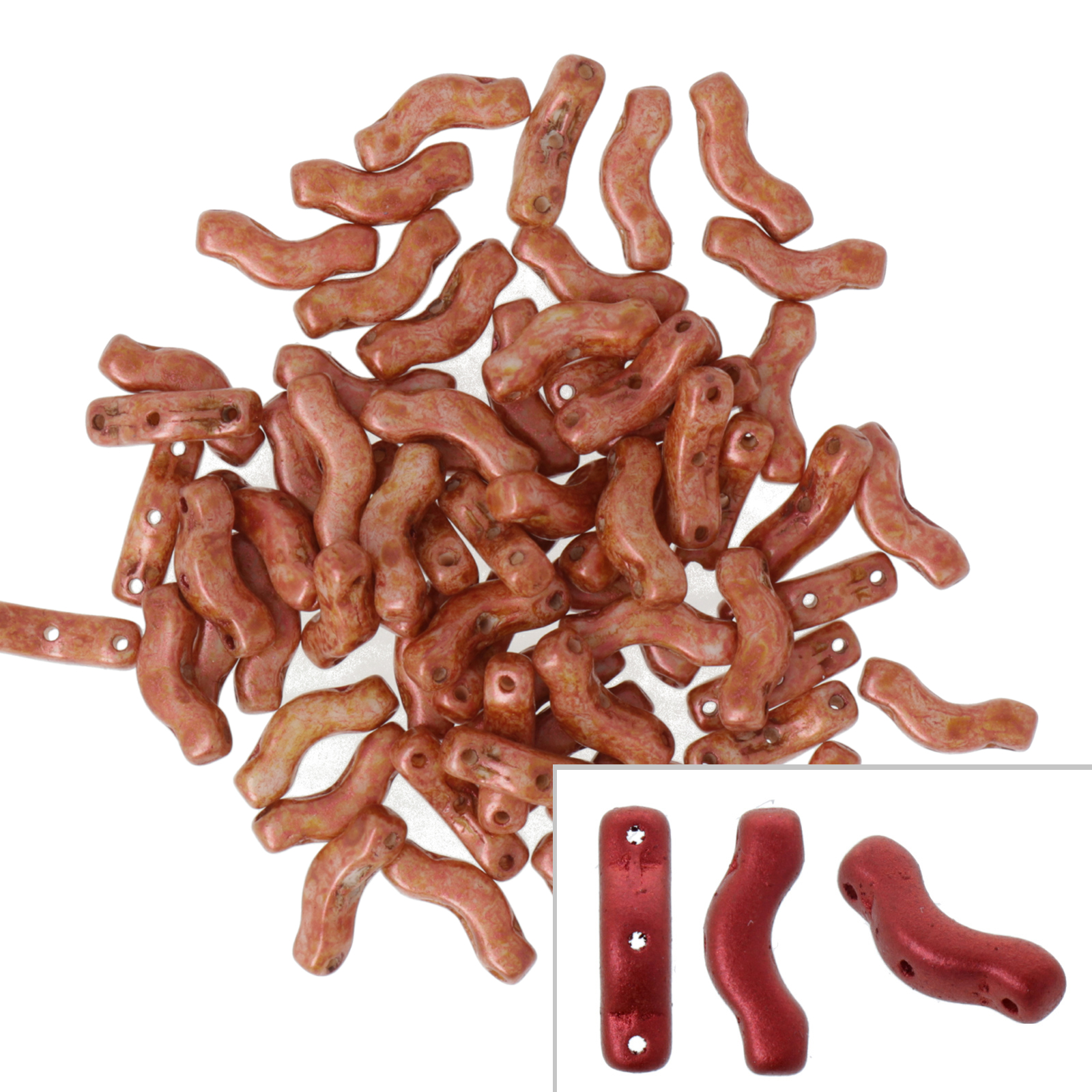 czech glass bridge beads - opaque cinnamon spotted - 12x3mm | 5gr
