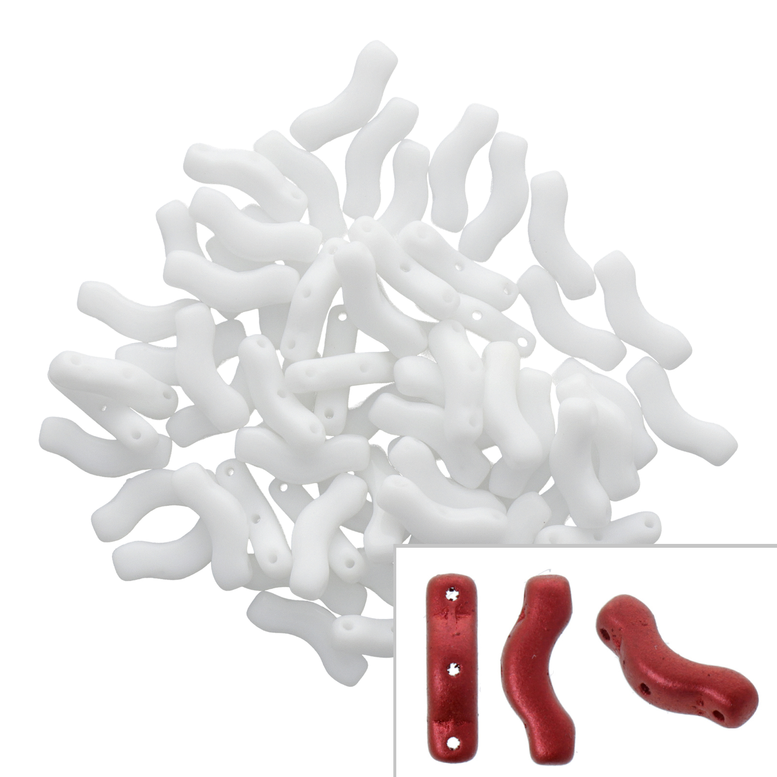 czech glass bridge beads - opaque white - 12x3mm | 5gr