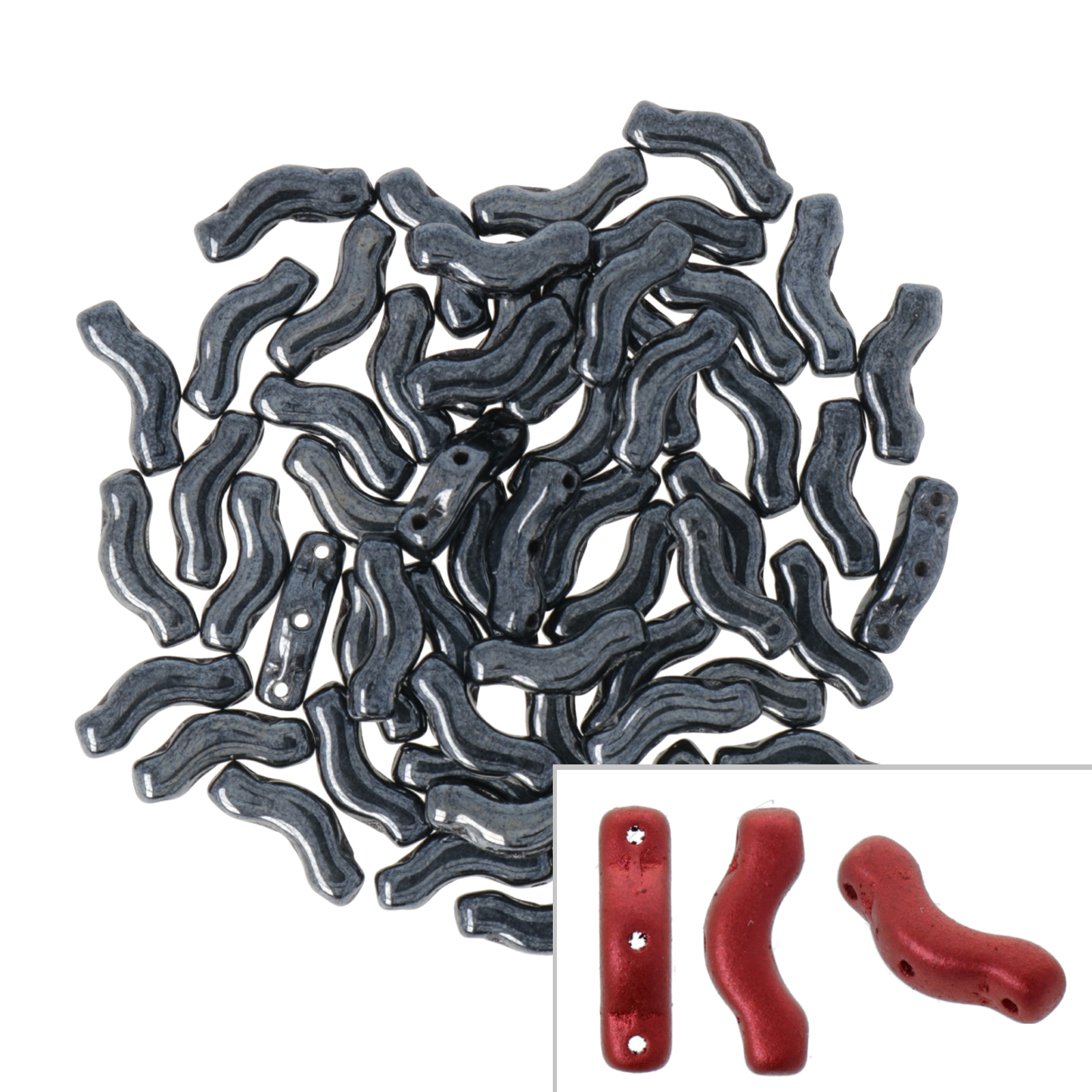 bridge glassperlen - hematite - 12x3mm | 5gr