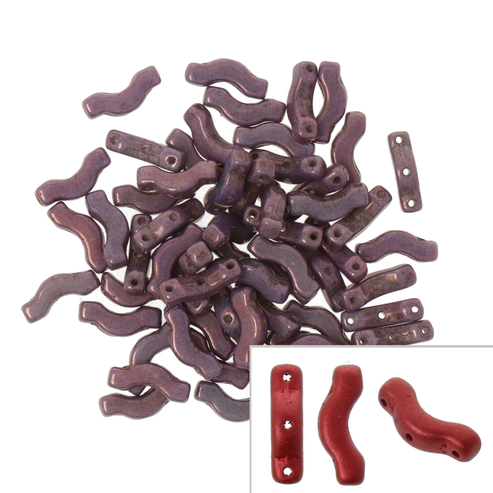 czech glass bridge beads - lila vega luster - 12x3mm | 5gr