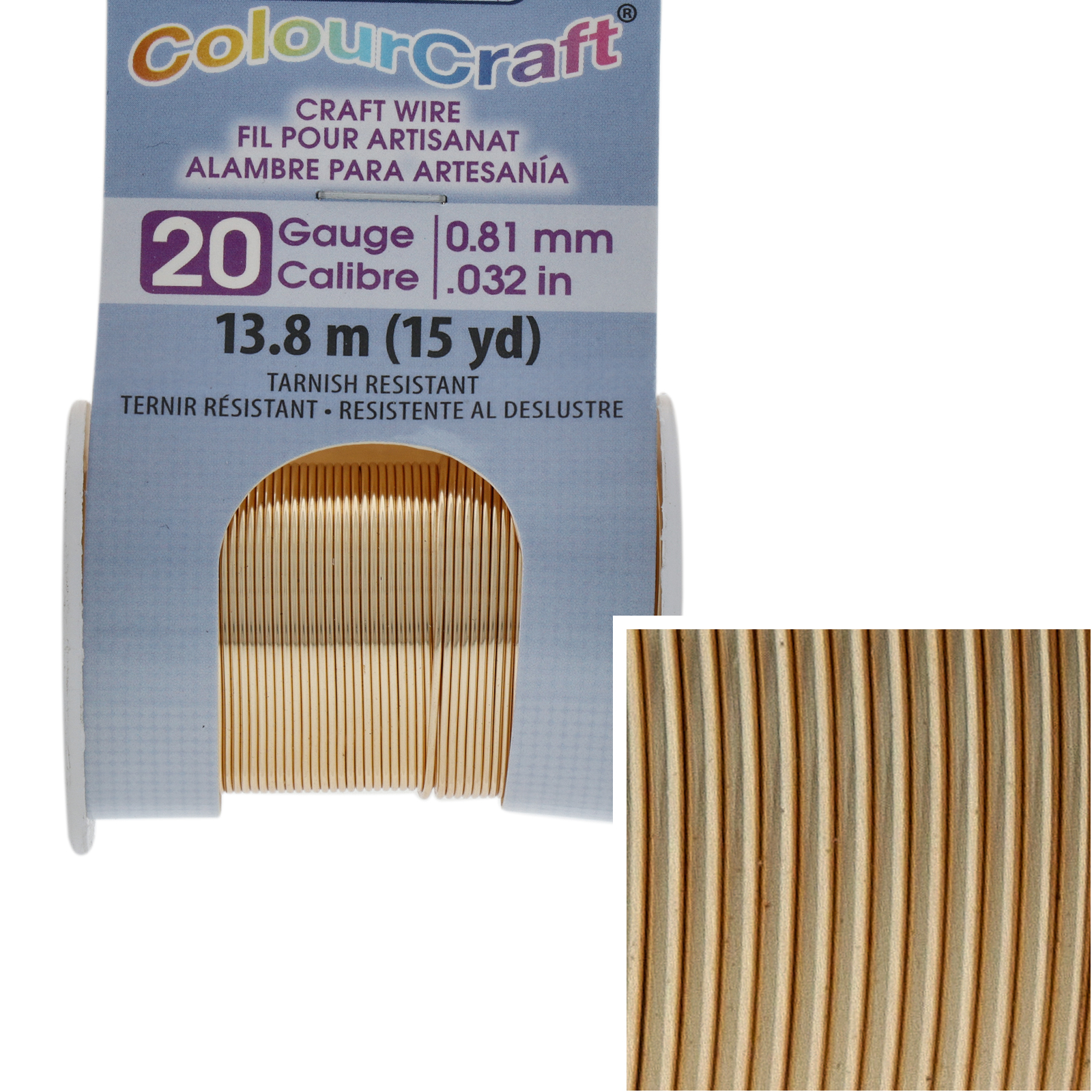 silver plated gold colourcraft wire - diameter 0,81mm - 13,7mt spool | 1pc