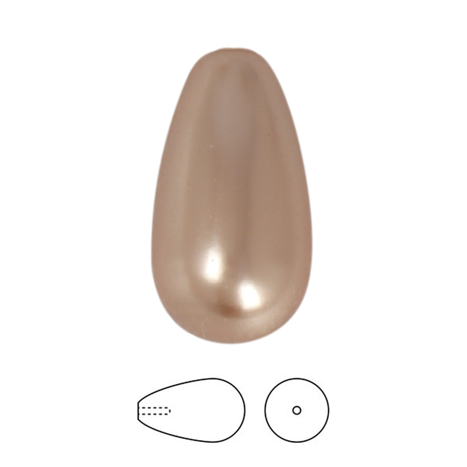 half-drilled briolette pearl (5816) rose gold 15x8mm | 2pc