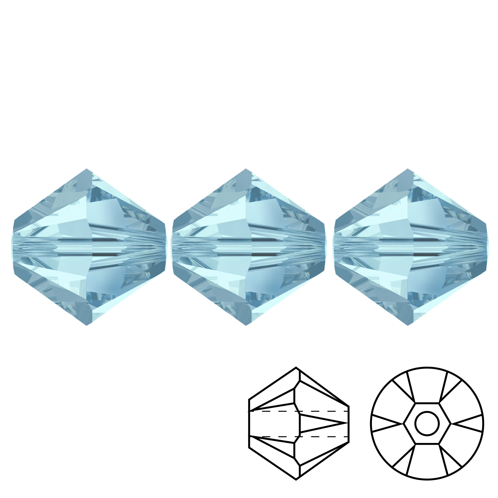 bicone (5328) aquamarine 3mm | 48pc