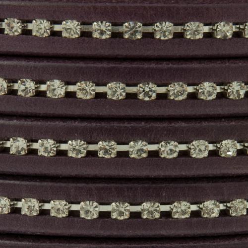 regaliz leather - purple with crystal strass 10x6mm | 20cm