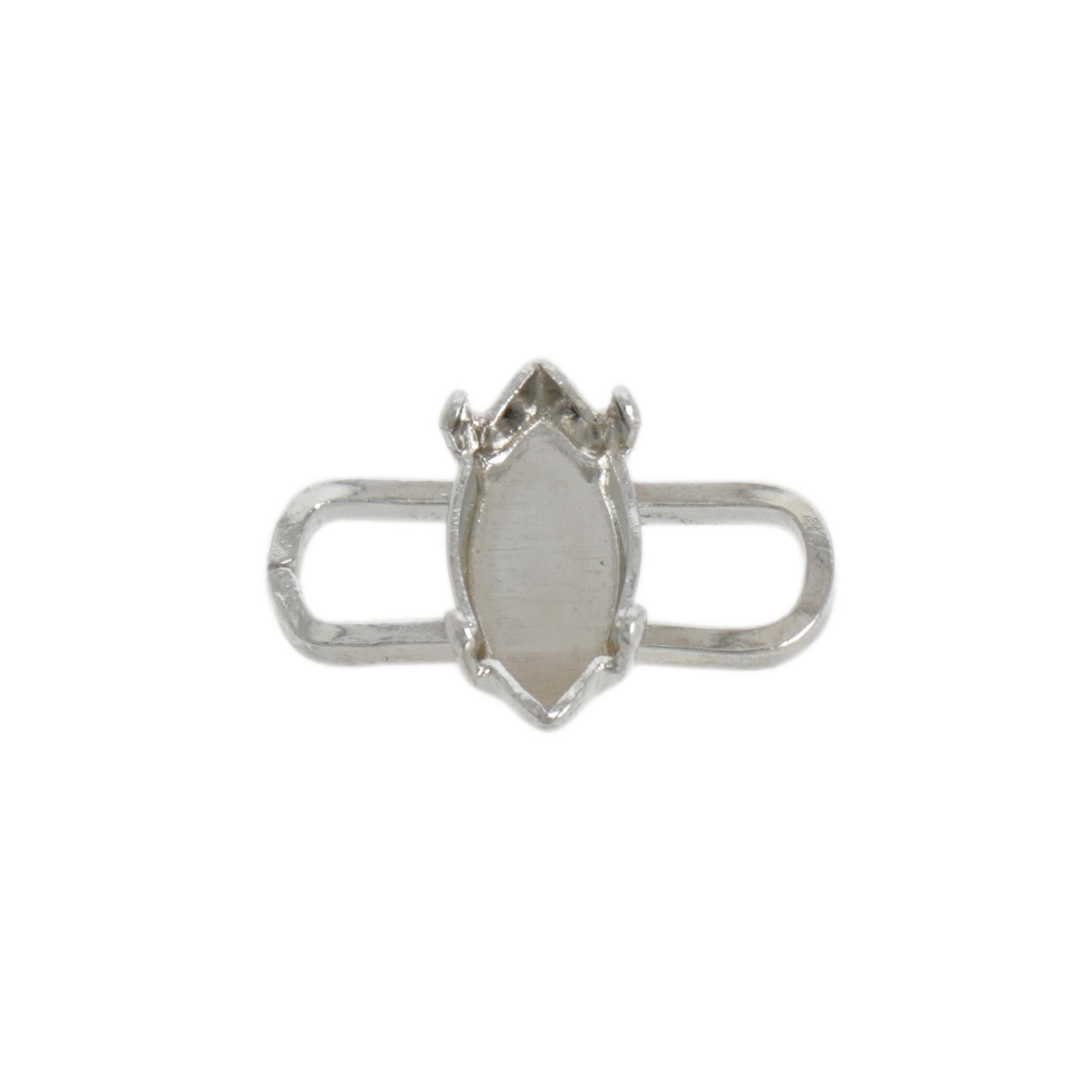 rhodium silver plated setting for navette 4228 10x5mm - link 14x10mm | 1pc
