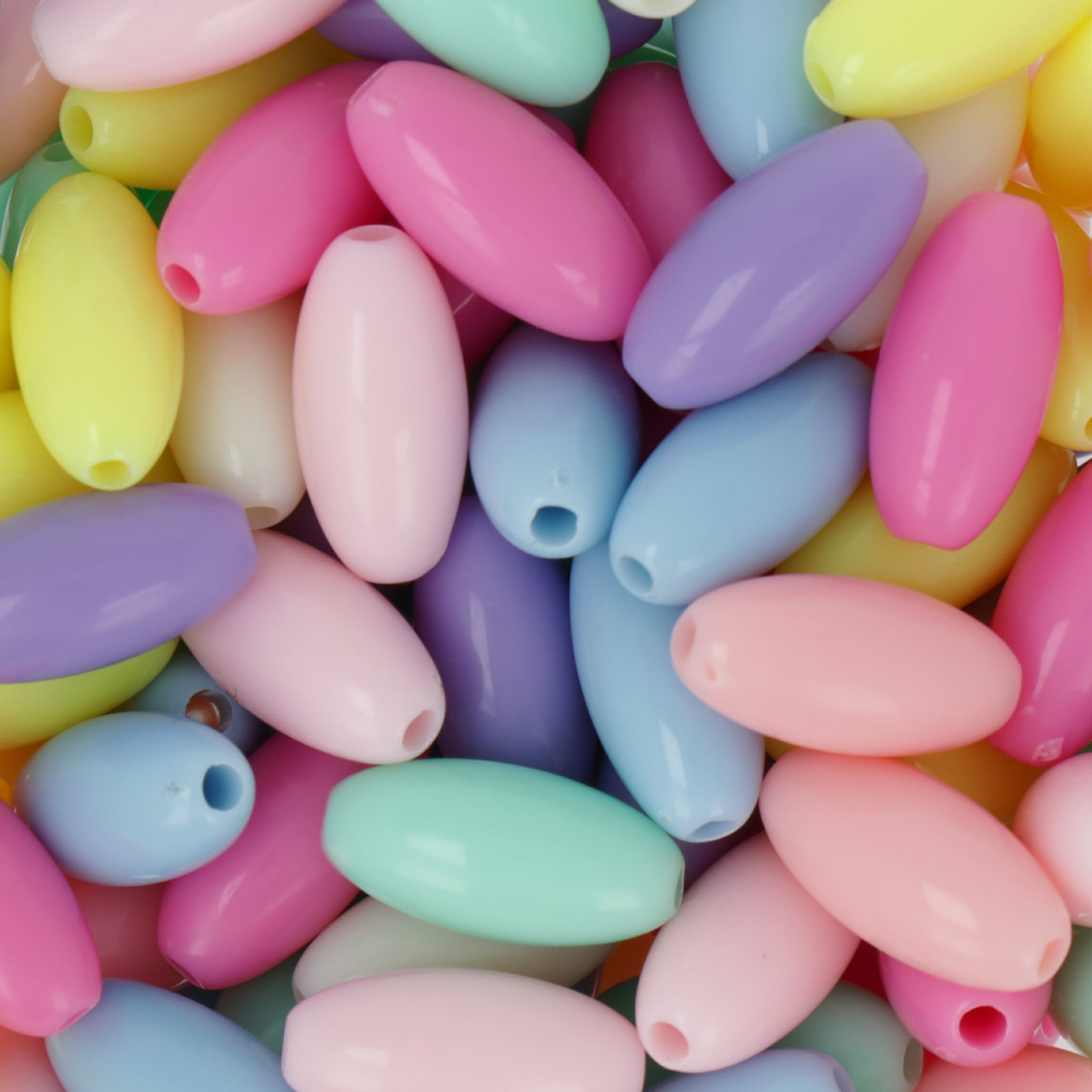 candy acryl beads - pastel multicolor olive 20x7mm - 50pc aprox. | 25gr