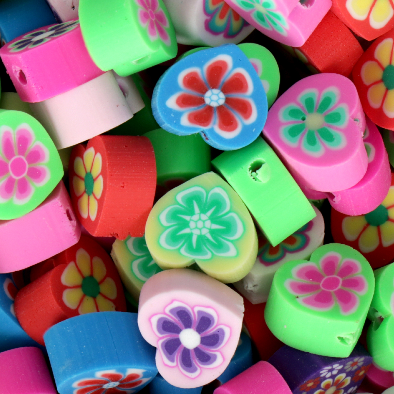 polymer clay beads mix heart 10mm | 25pc