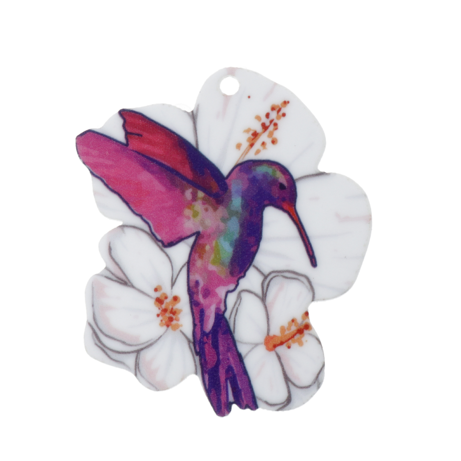 plexiglass hummingbird on flowers 50mm | 1pc