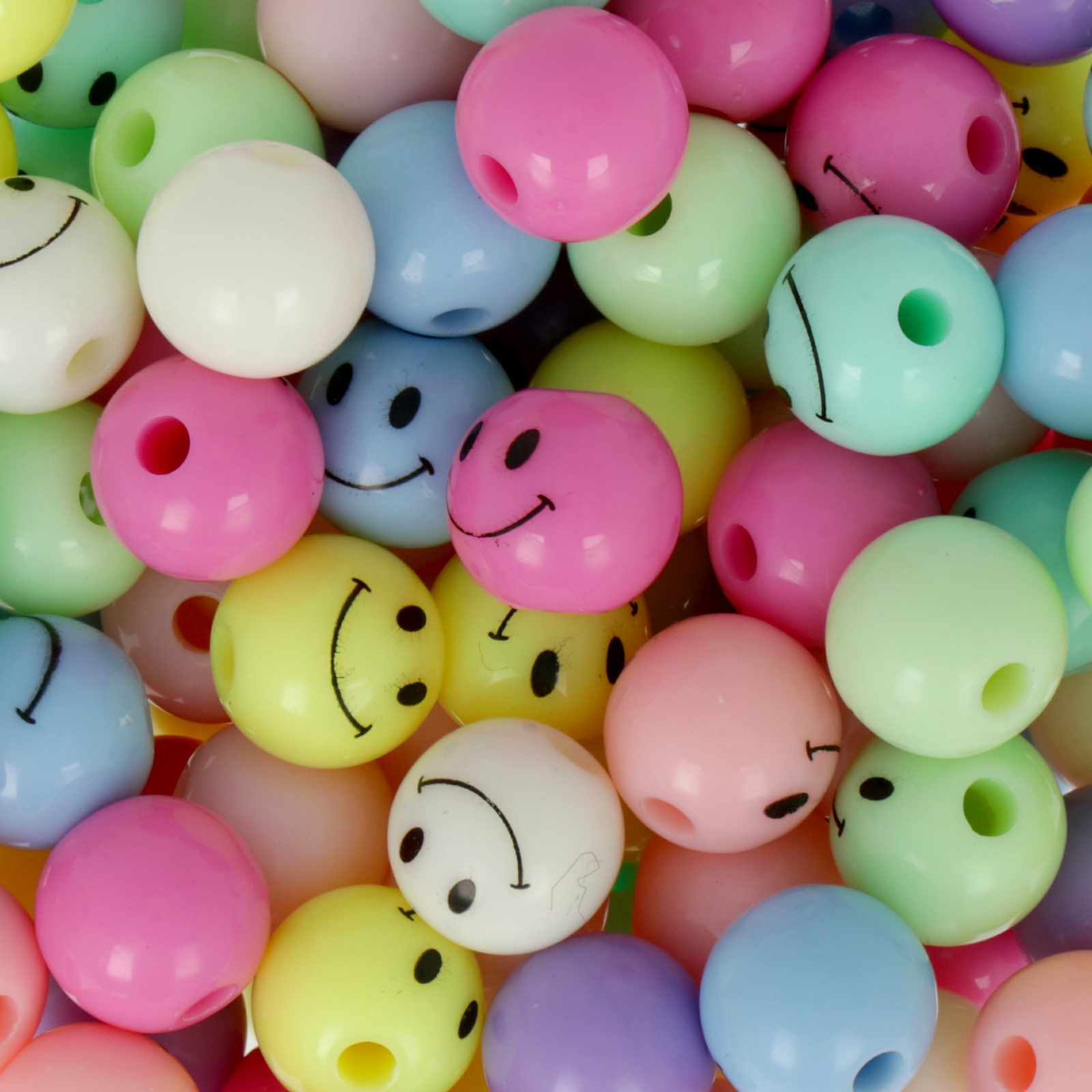 candy acryl beads - pastel multicolor smile 10mm - 45pc aprox. | 25gr