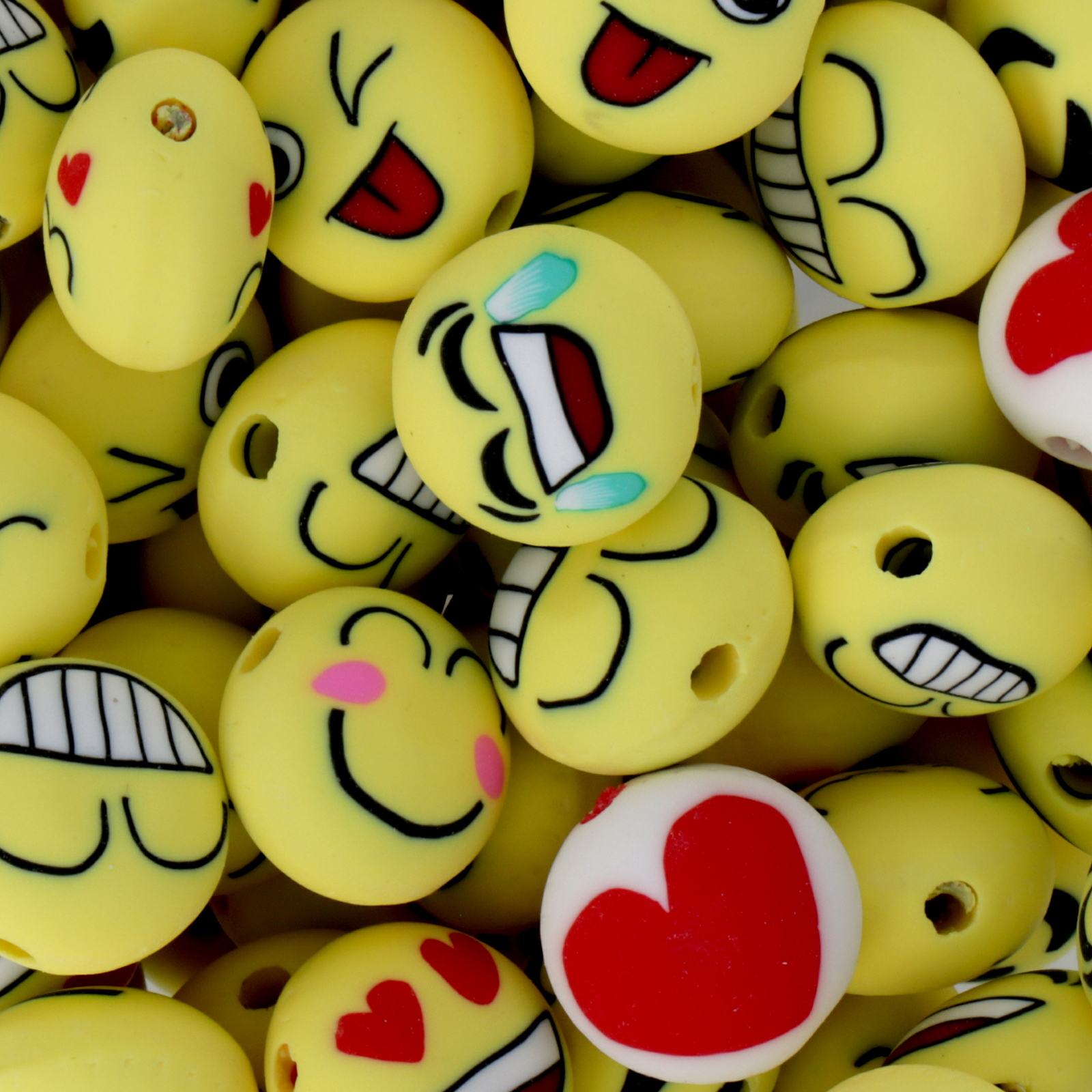 polymer clay beads emoticon 12mm | 10pc