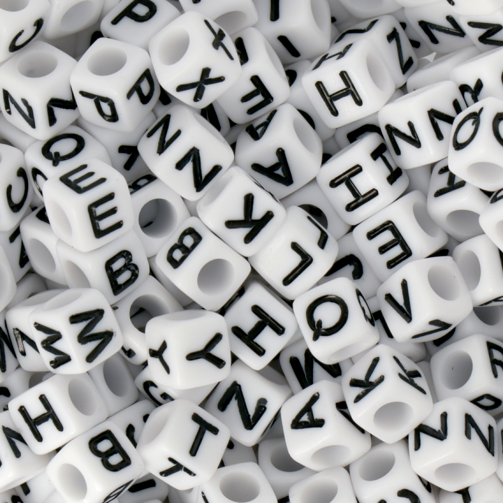 acrylic beads black letter white cube 6mm | 150pc