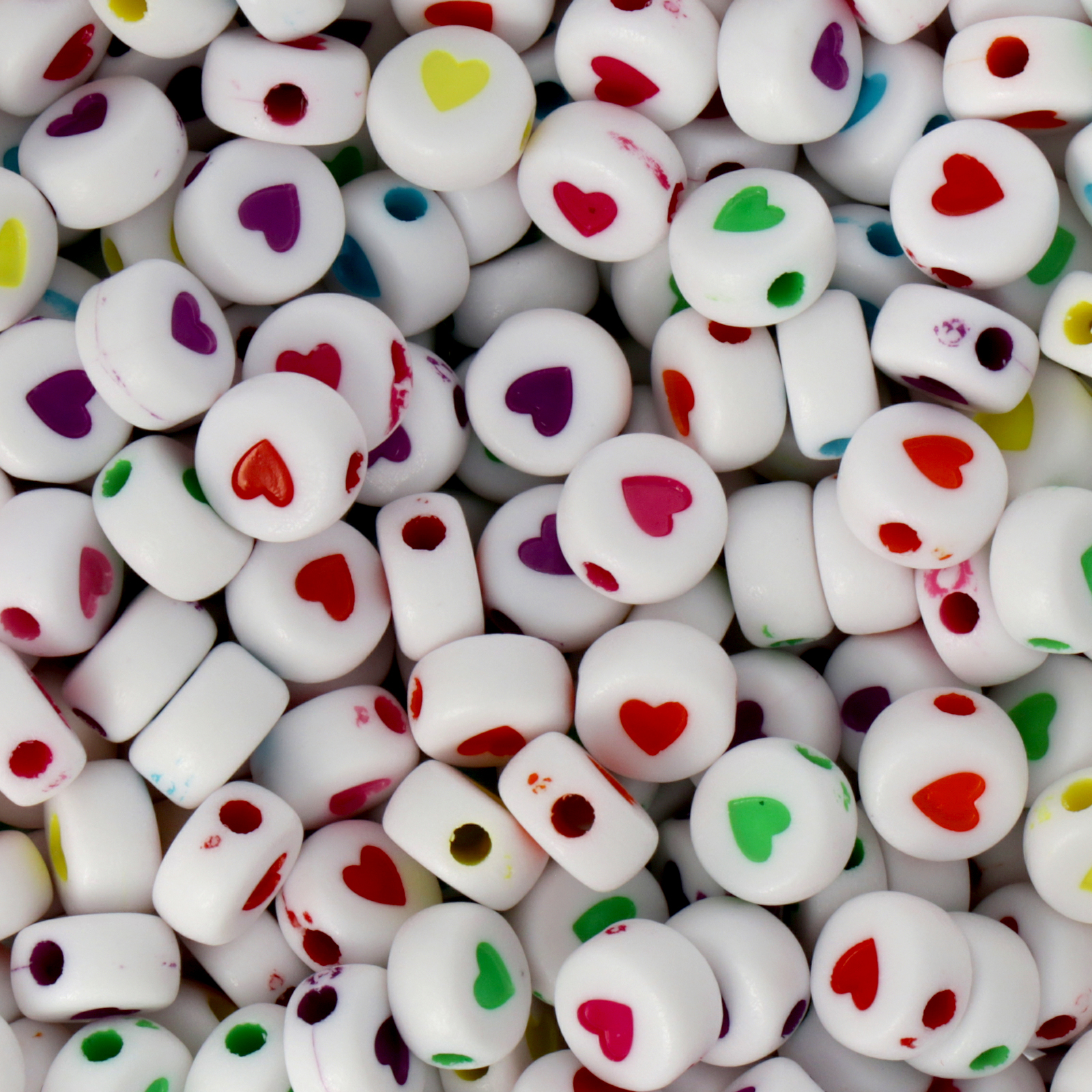 acrylic beads multicolor heart white coin 7mm | 150pc