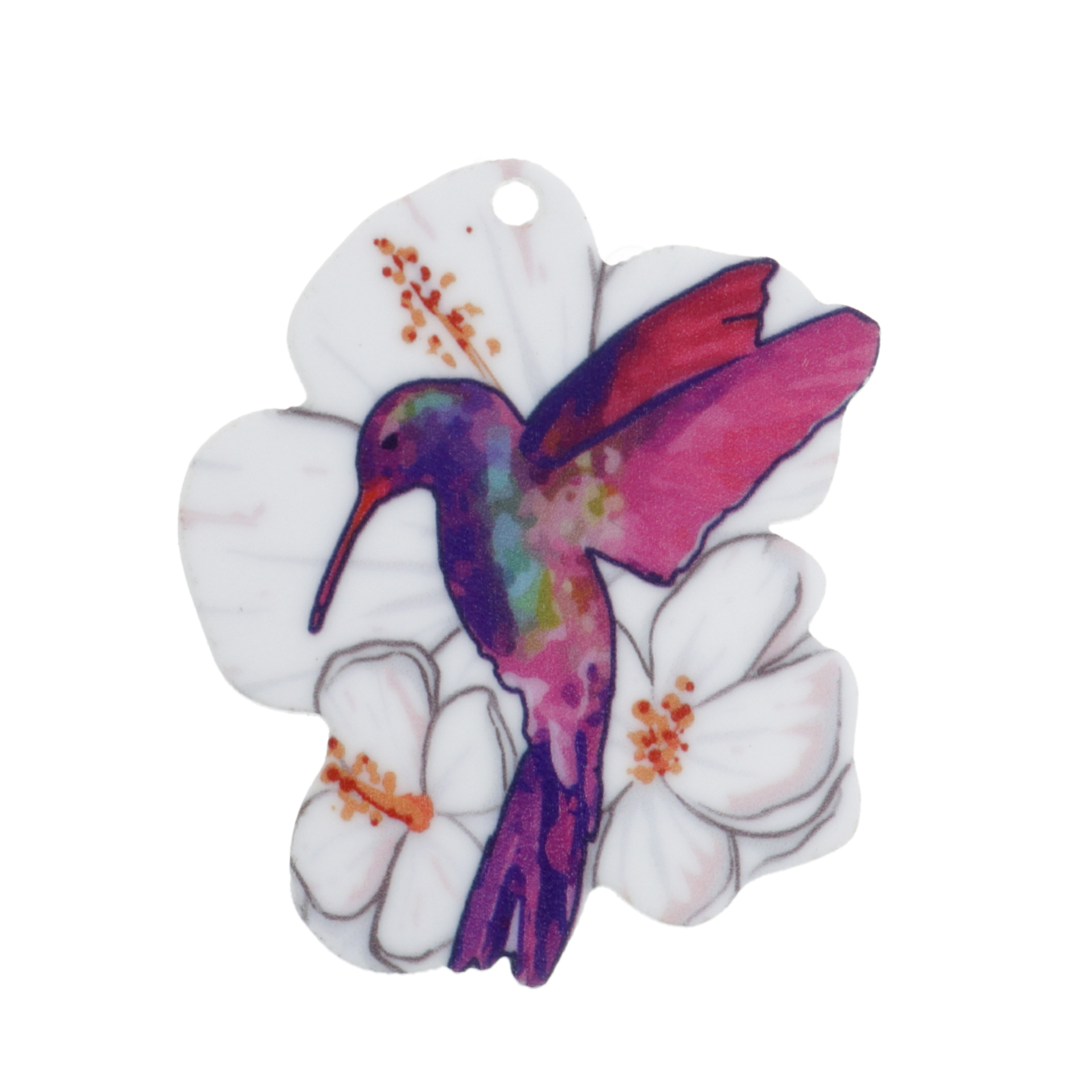 plexiglass hummingbird on flowers 50mm | 1pc