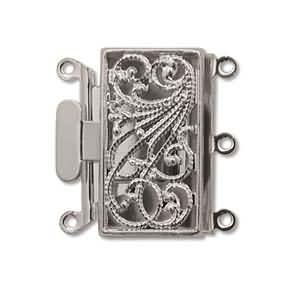 silver plated 3 strand filigree clasp 22mm | 1pc