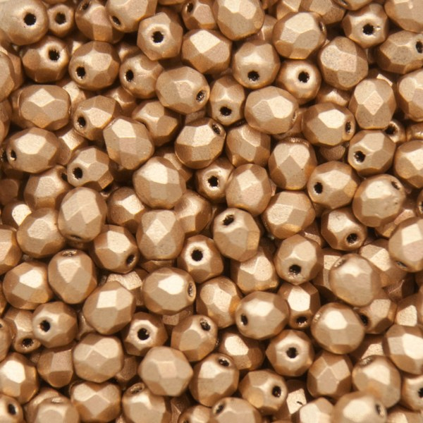czech fire-polished round beads crystal bronze pale gold 4mm | 50pc