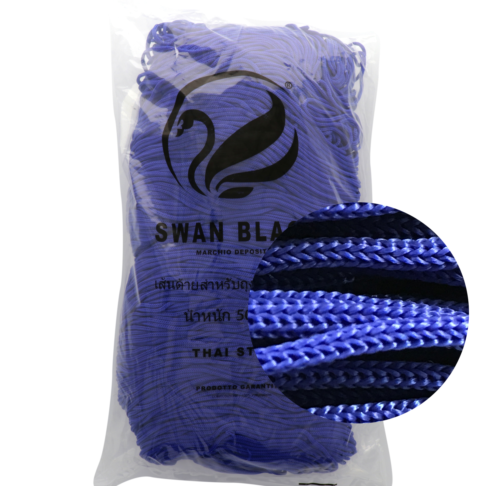 Ribbon Yarn Tessiland Fettuccia Tre Sfere Thai Swan Black Blue