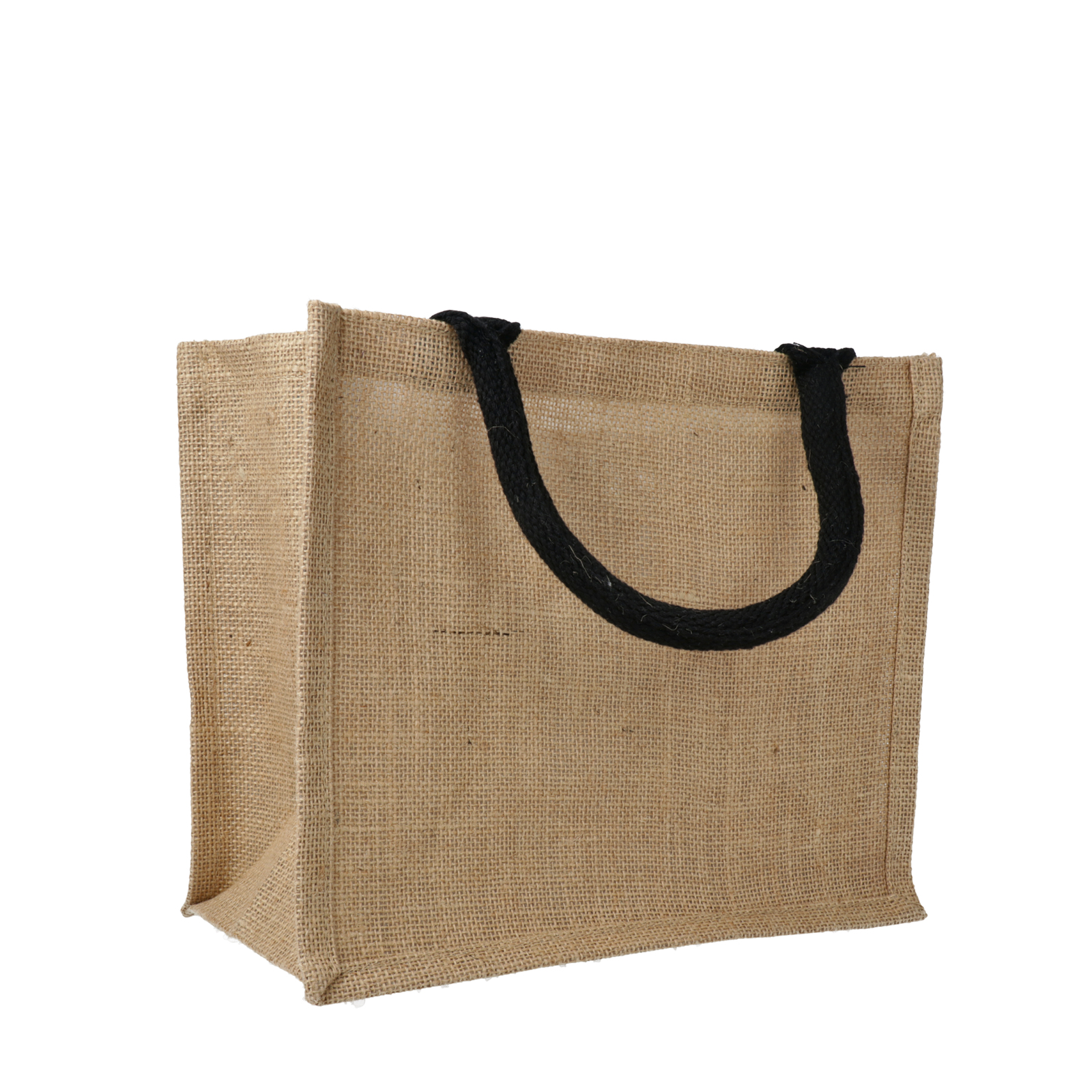 juta bag little size 26x22x14cm - black handle | 1pc