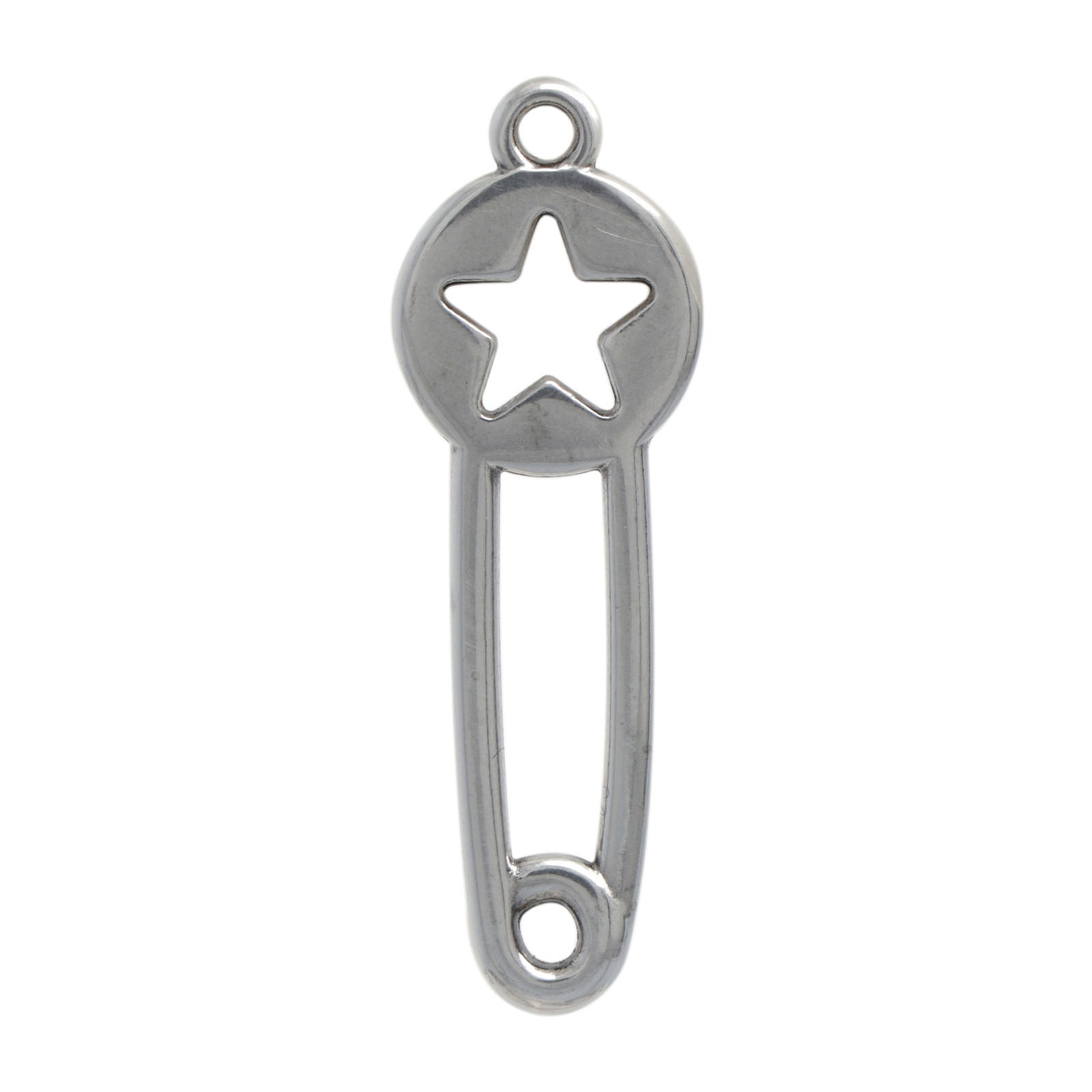 antique silver plated safety pin pendant 40x14mm | 1pc