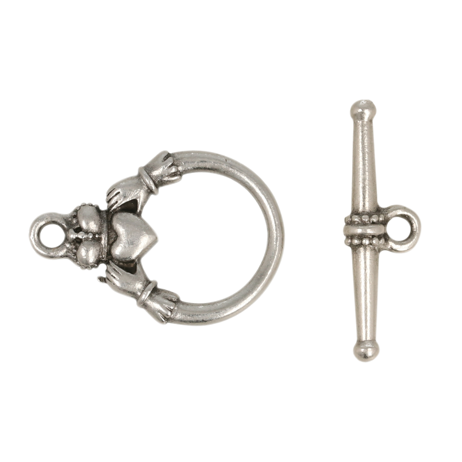 antique silver plated toogle clasp claddagh ring 14mm | 1pc