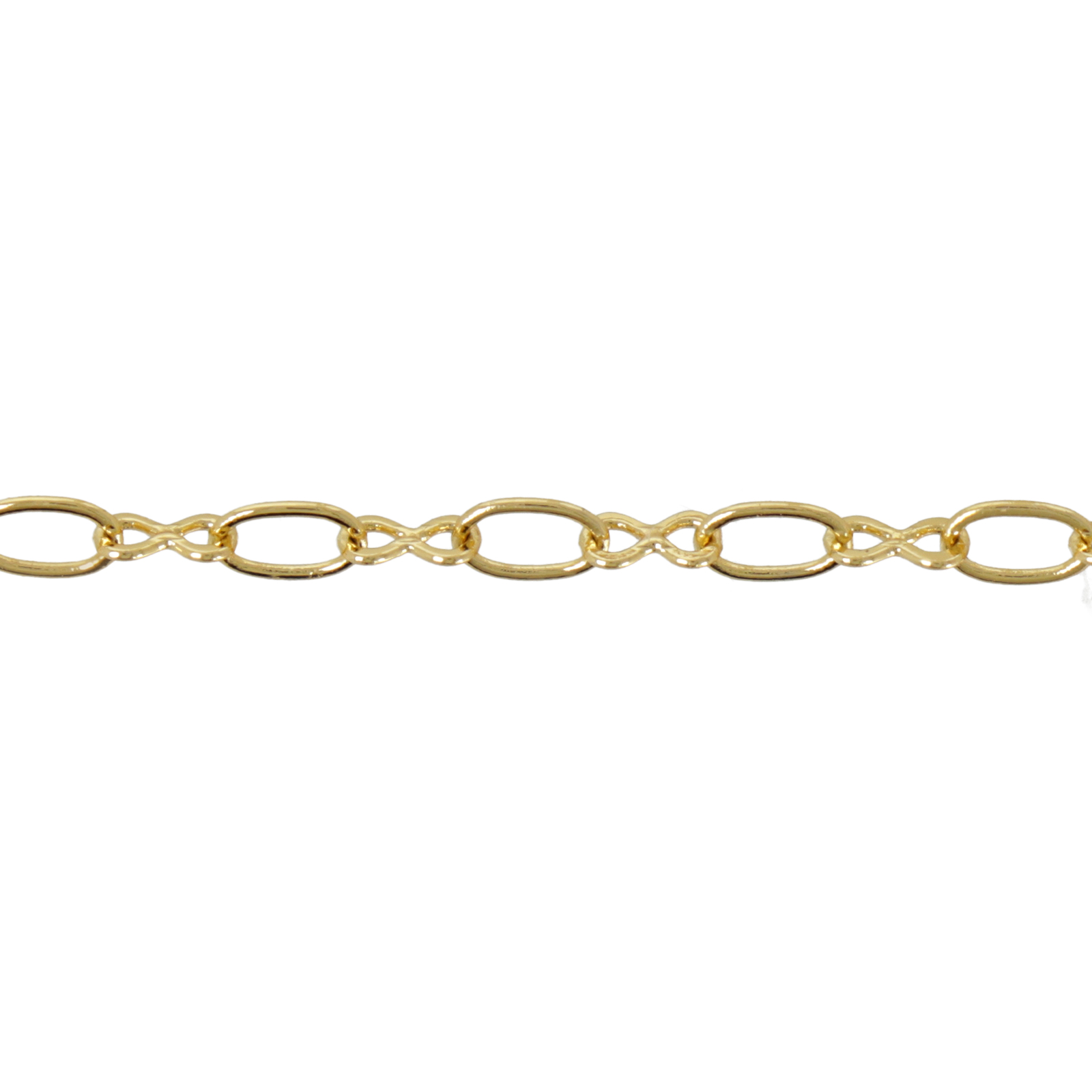 gold plated oval cable chain 5x3 + infinity 4x1,5mm | 1mt