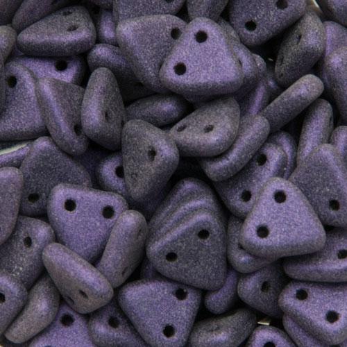 czech glass triangle beads - metallic suede purple 6mm | 8gr