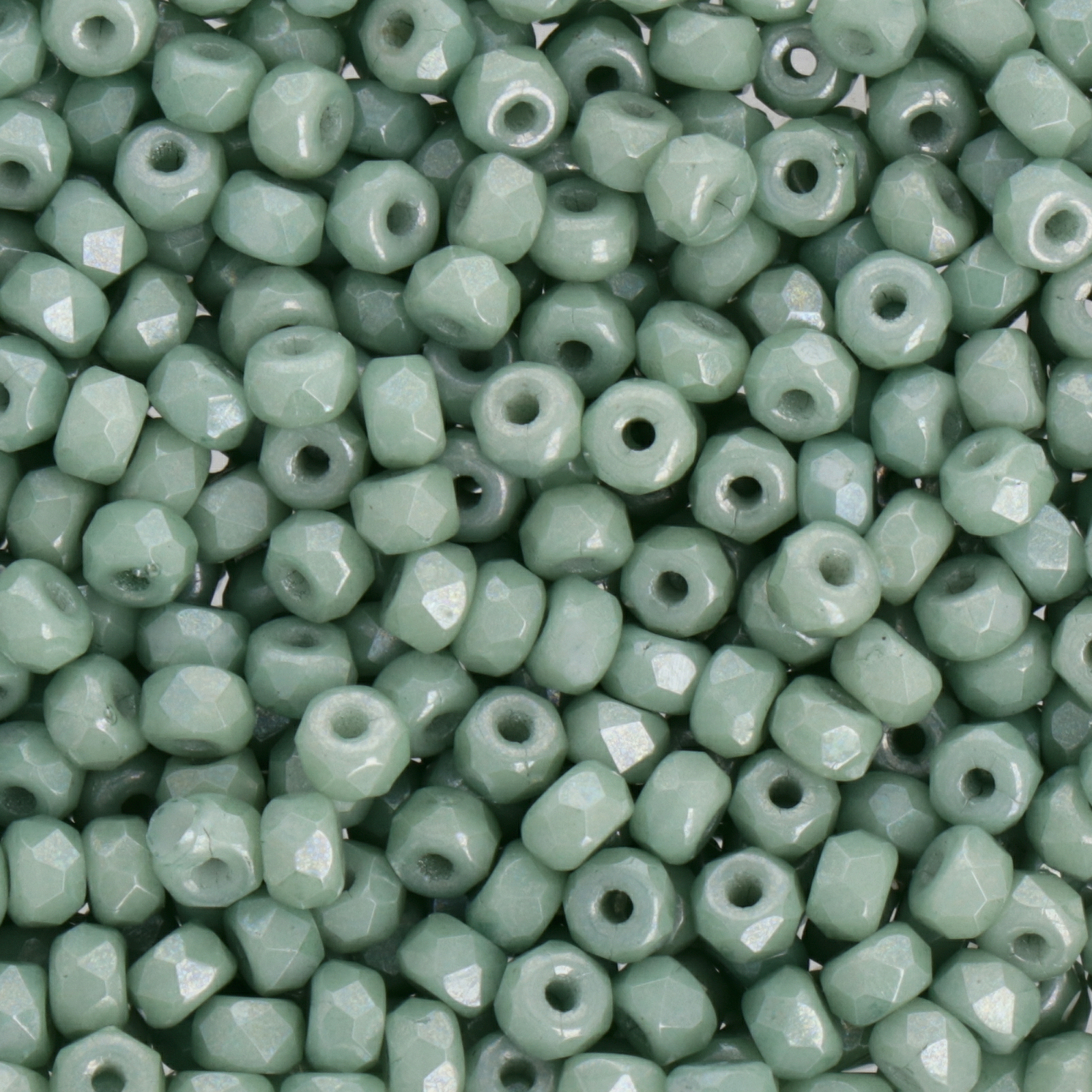 czech fire-polished micro spacer opaque luster ceramic green 3x2mm | 50pc