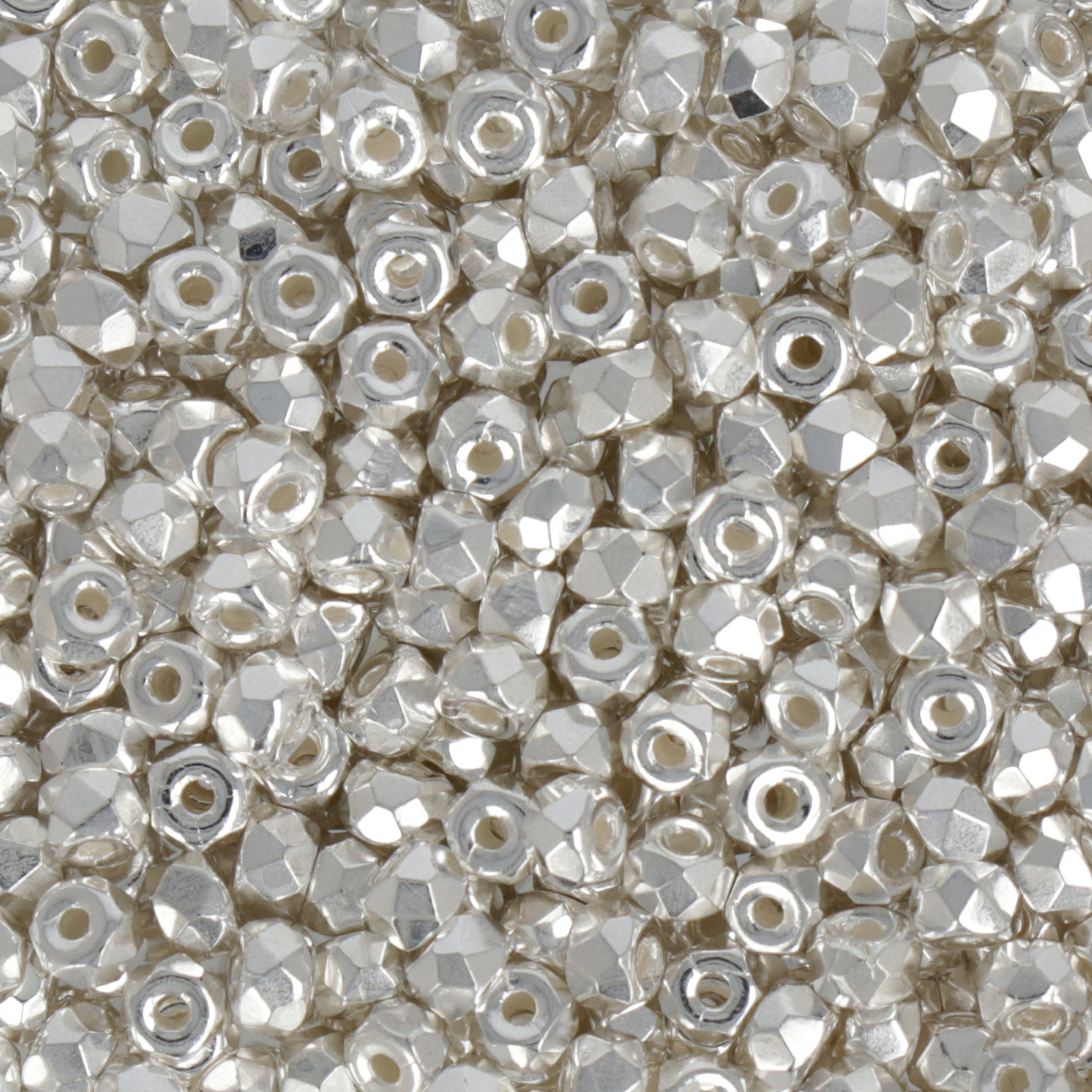 czech fire-polished micro spacer fine silver plated 3x2mm | 50pc
