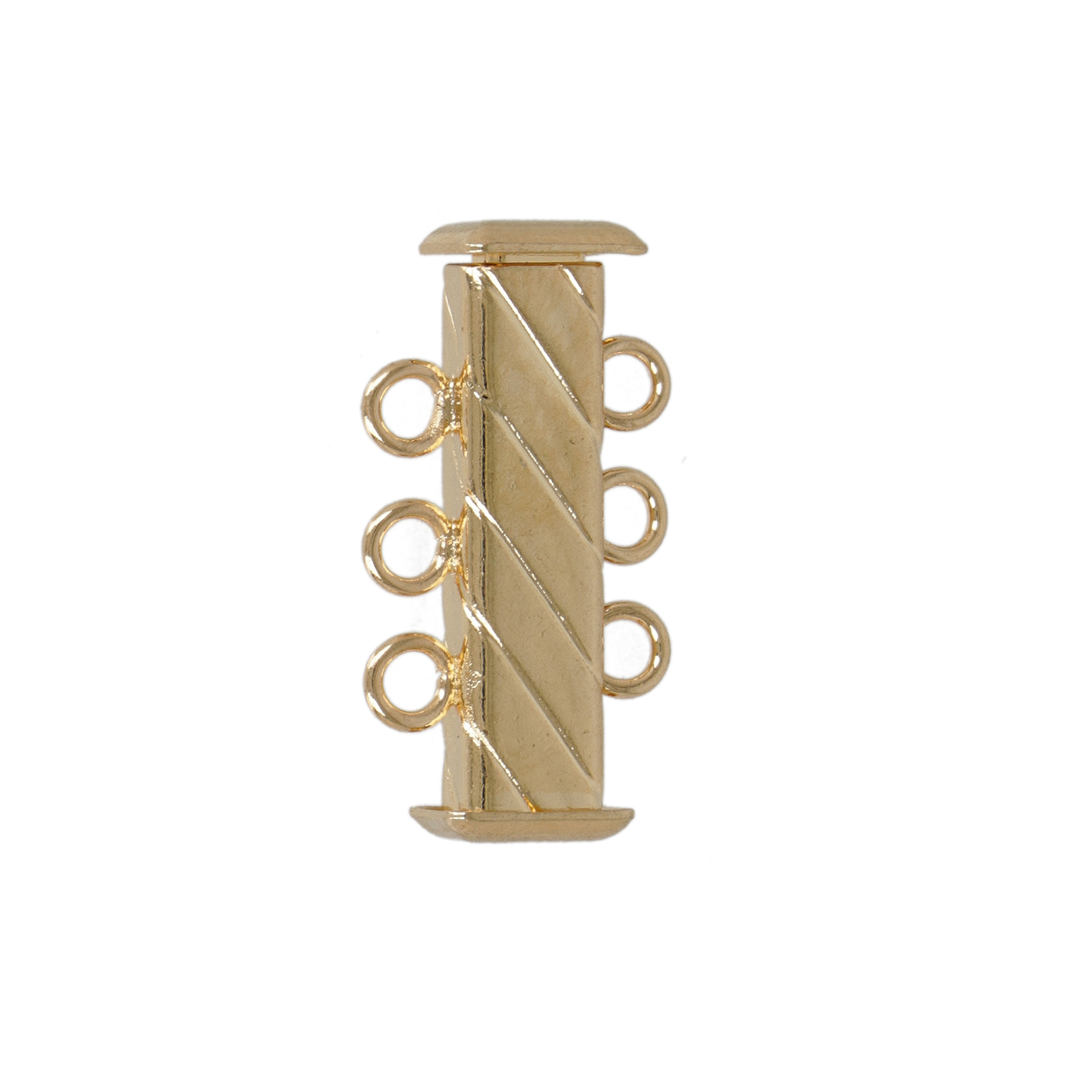 gold plated 3 strand fluted rectangle clasp 21mm | 1pc