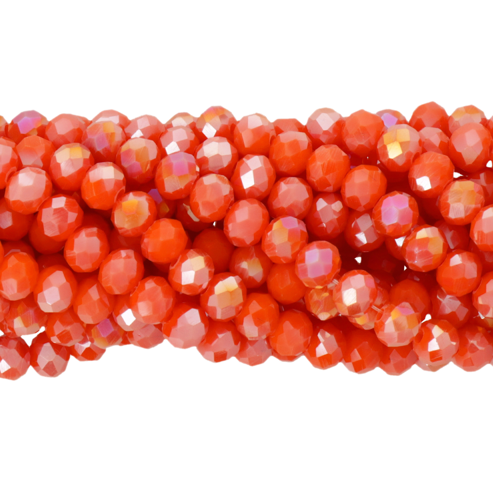 opaque orange ab chinese crystal faceted roundelle 6x4mm | 1 strand