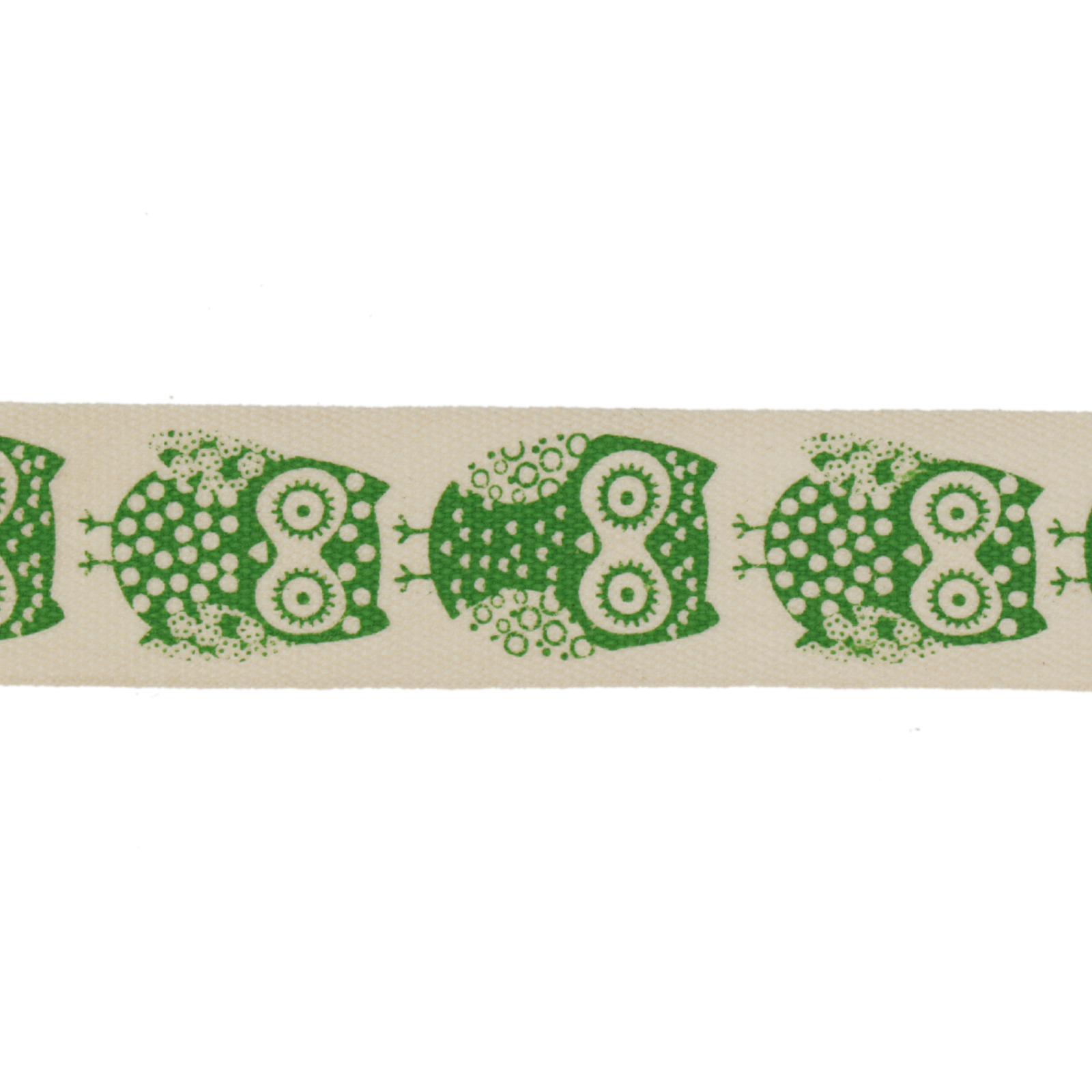 printed cotton ribbon - owl green 15mm x5mt | 1pc