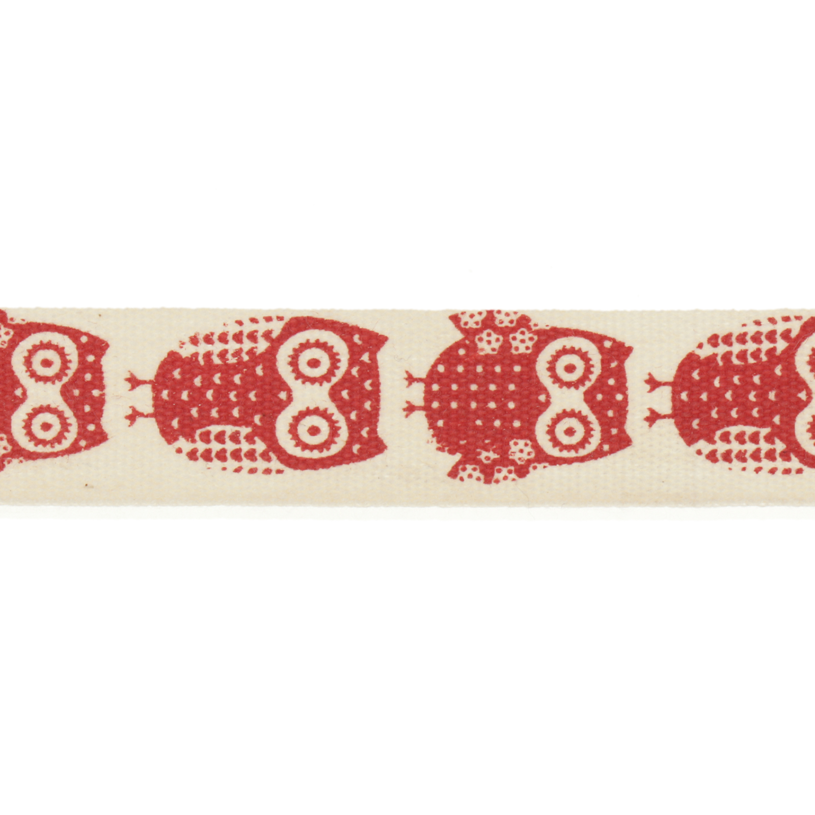 printed cotton ribbon - owl red 15mm x5mt | 1pc