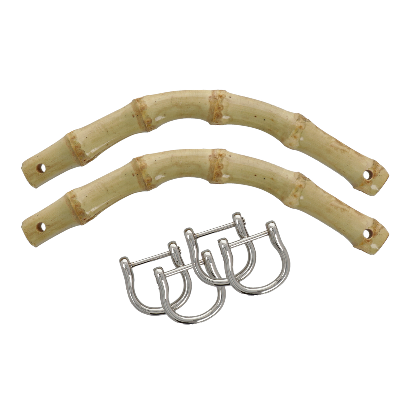 bamboo bridge bag handle 16x5cm - silver | 2pc