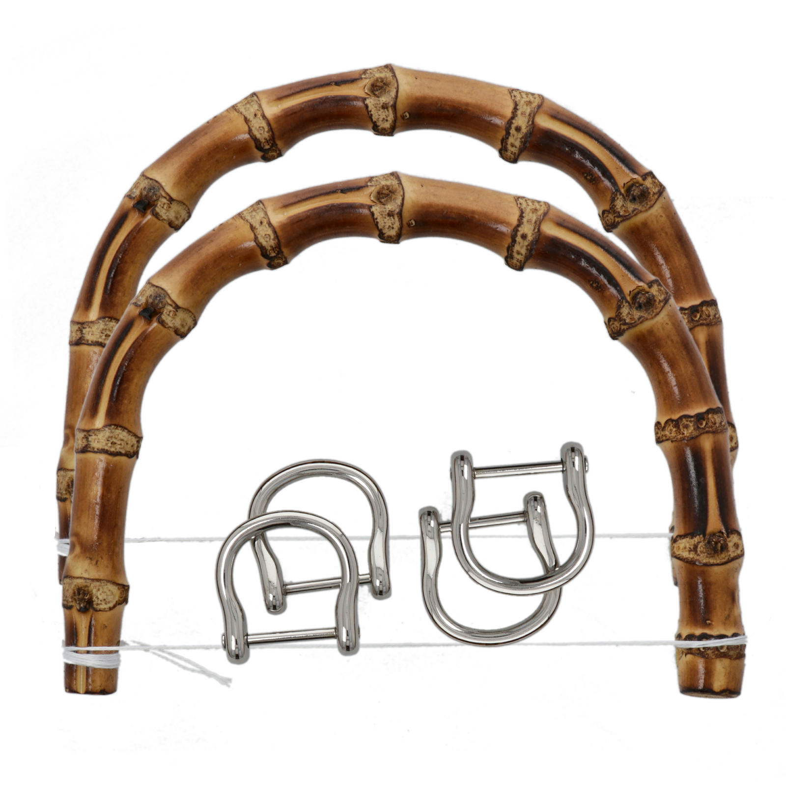 bamboo bridge bag handle 15x10cm - silver | 2pc