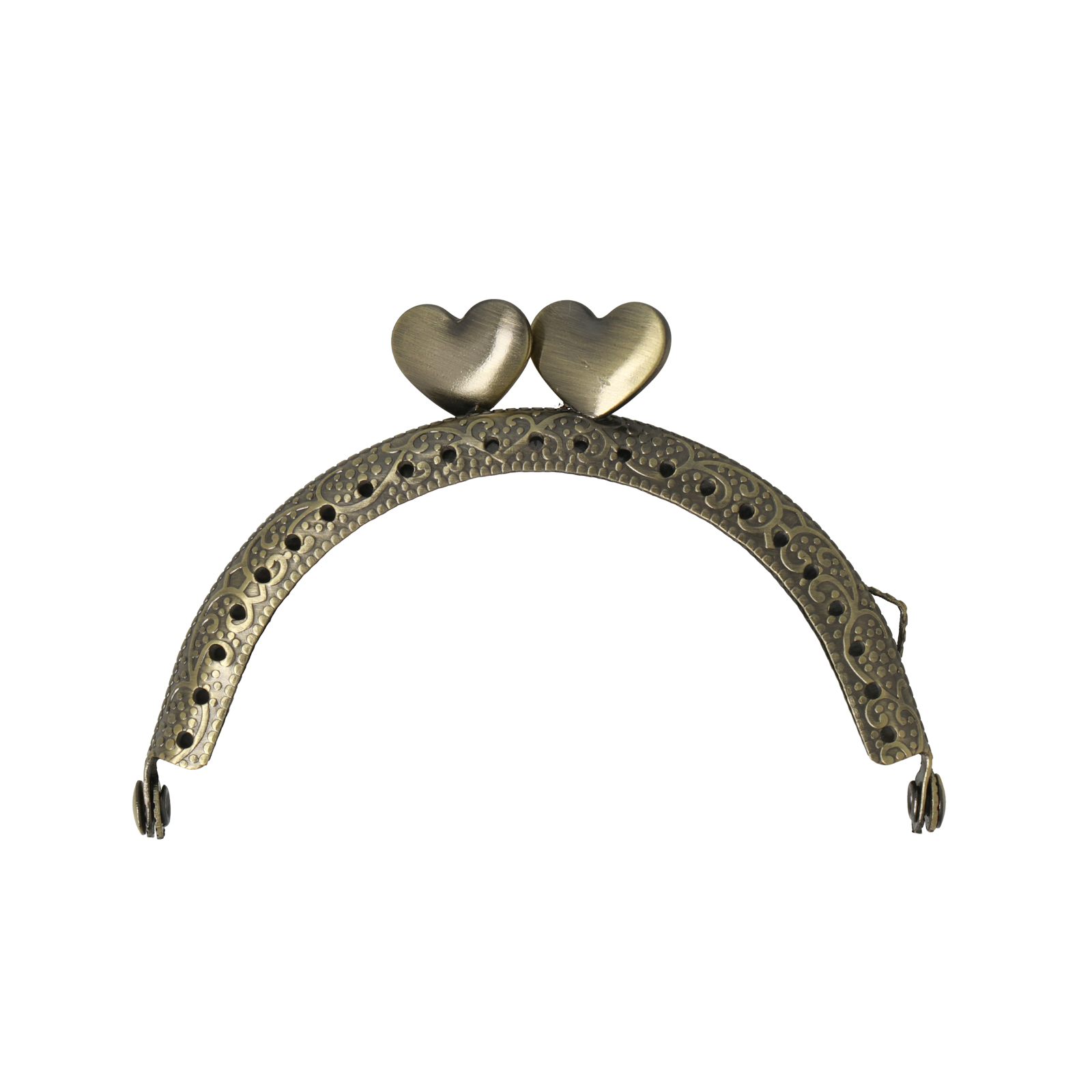 bronze clic clac bag fastening with heart 8,5cm | 1pc