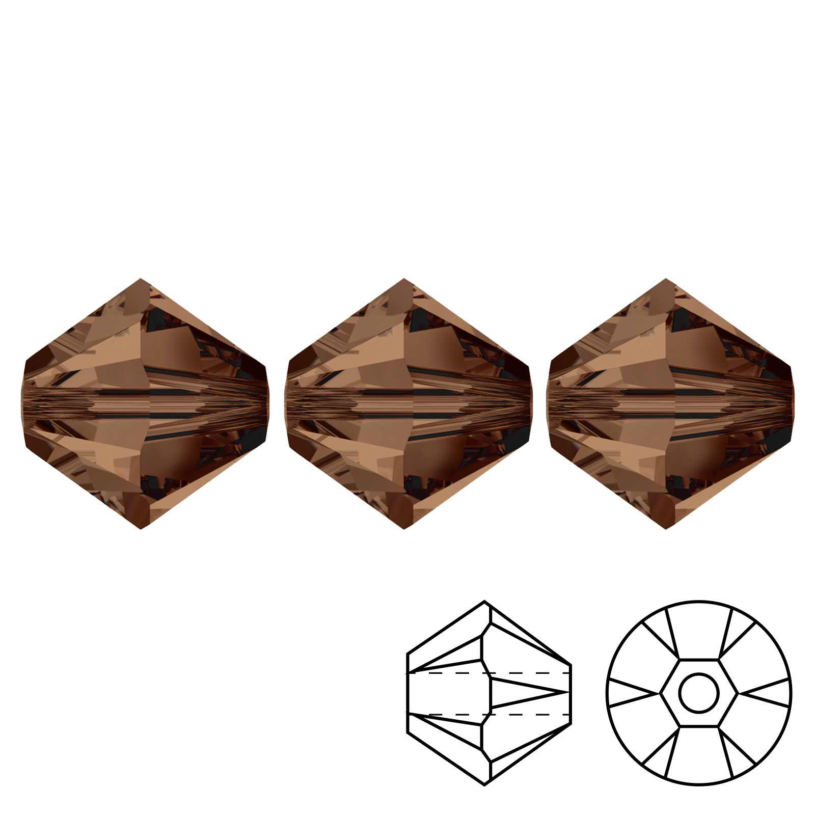 bicone (5328) smoked topaz 8mm | 6pc