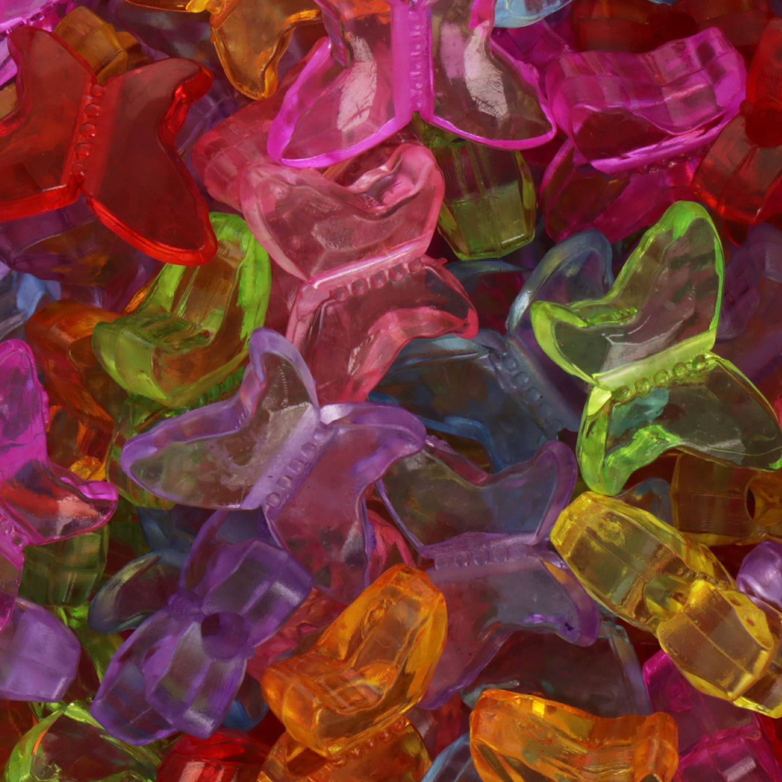 candy acryl beads - trasparent multicolor butterfly 15x10mm - 60pc aprox | 25gr